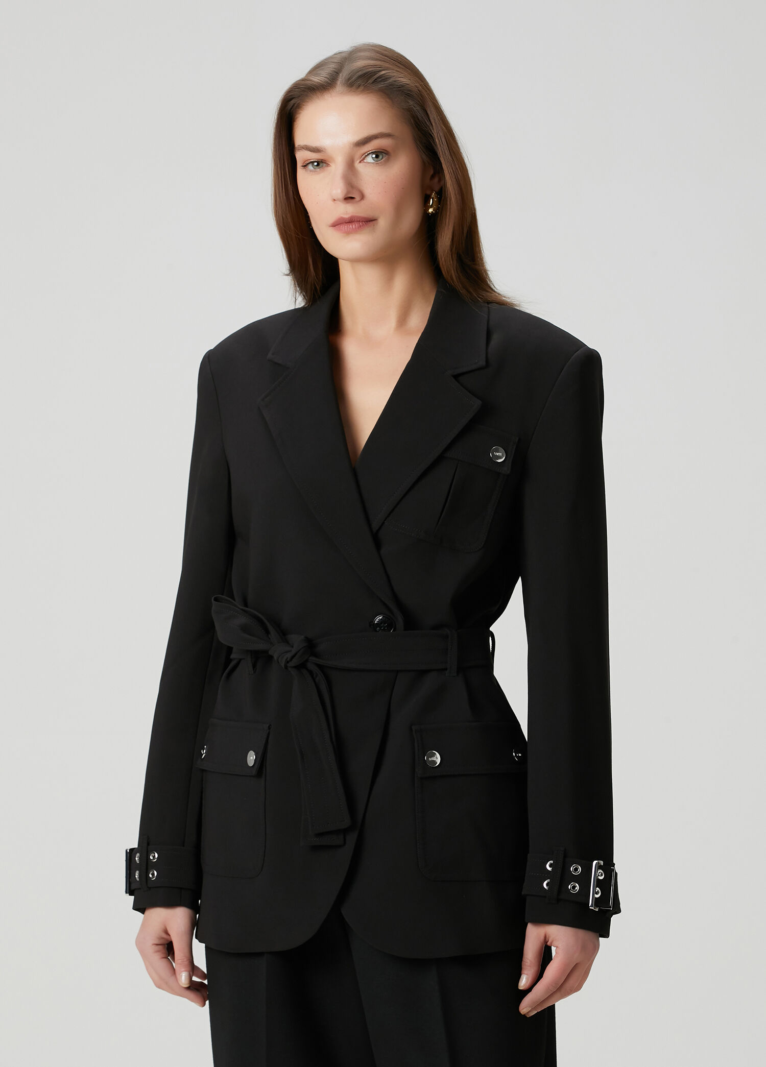 Siyah Kruvaze Blazer