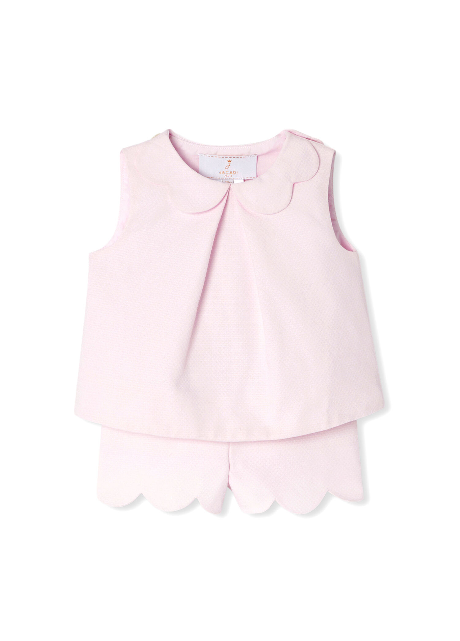Açık Pembe Pike Kolsuz Bluz ve Şort Kız Bebek 2'li Set