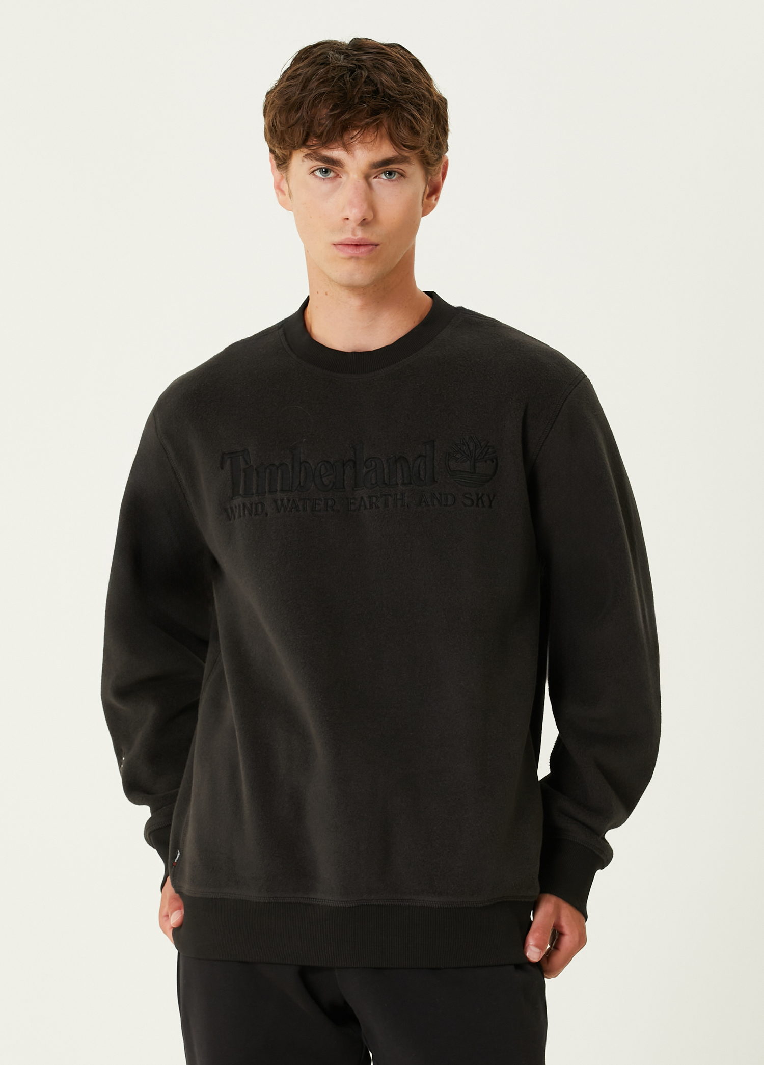 Linear Siyah Logo Nakışlı Sweatshirt