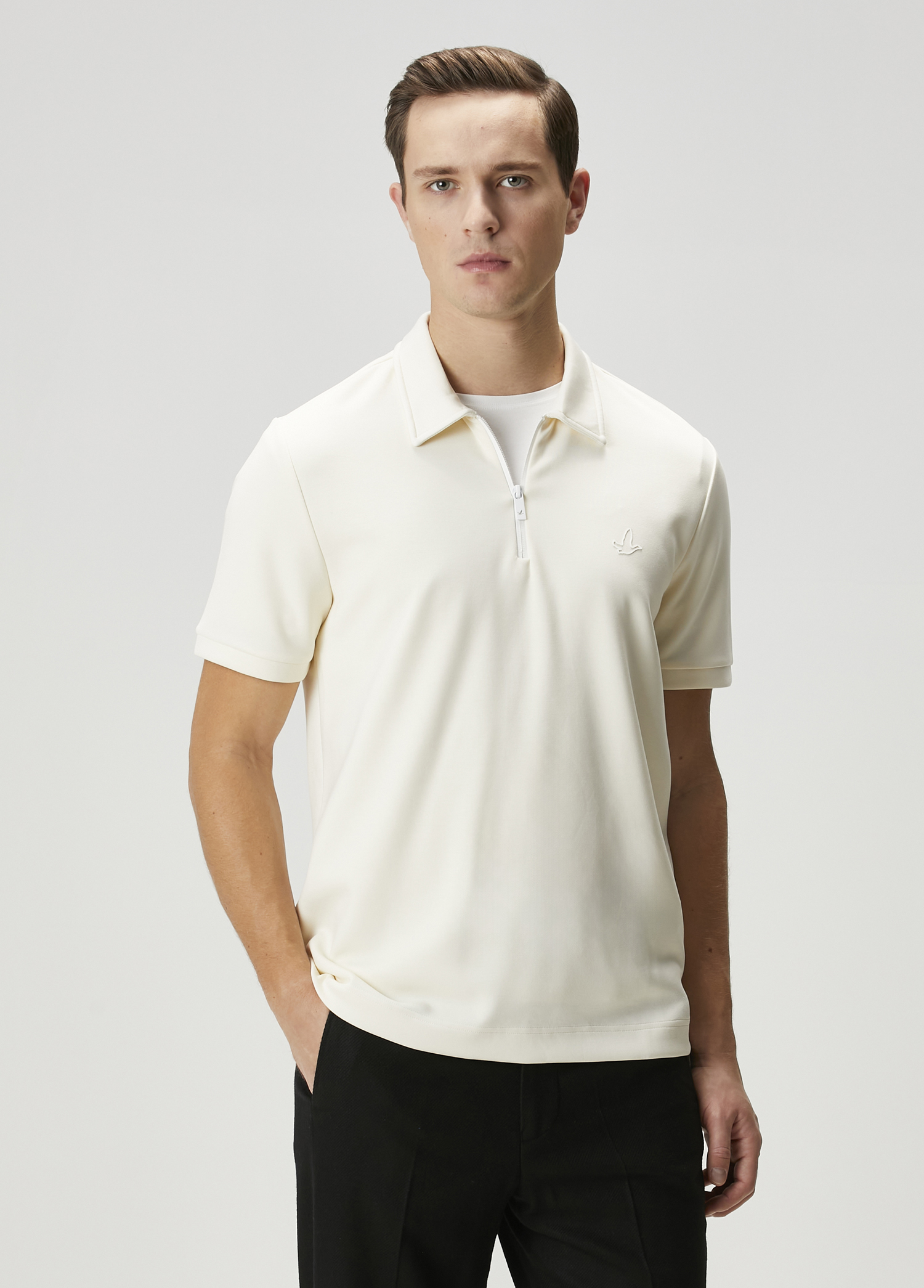 Comfort Fit Ekru Polo Yaka T-shirt