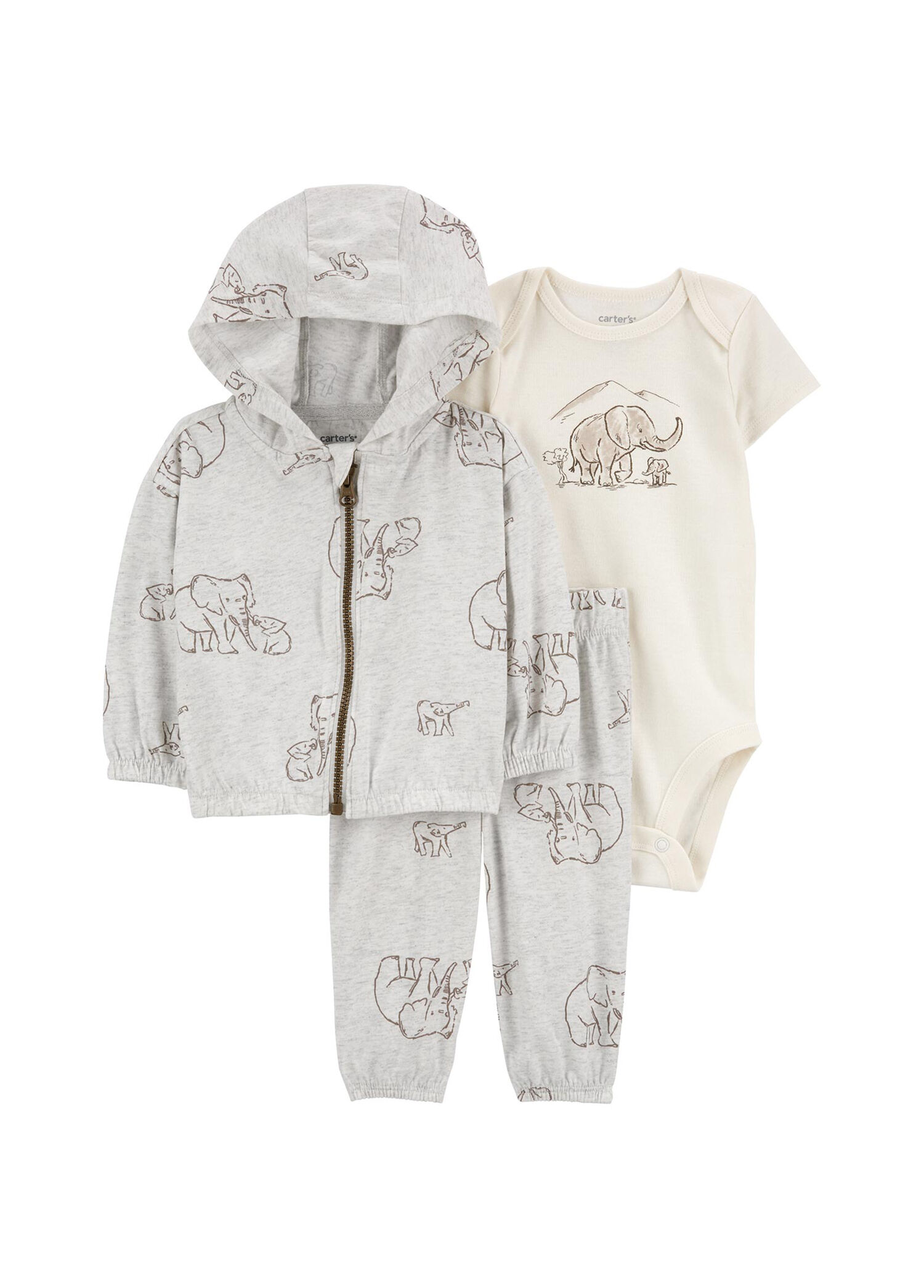 Gri Unisex Bebek 3'lü Hırkalı Set