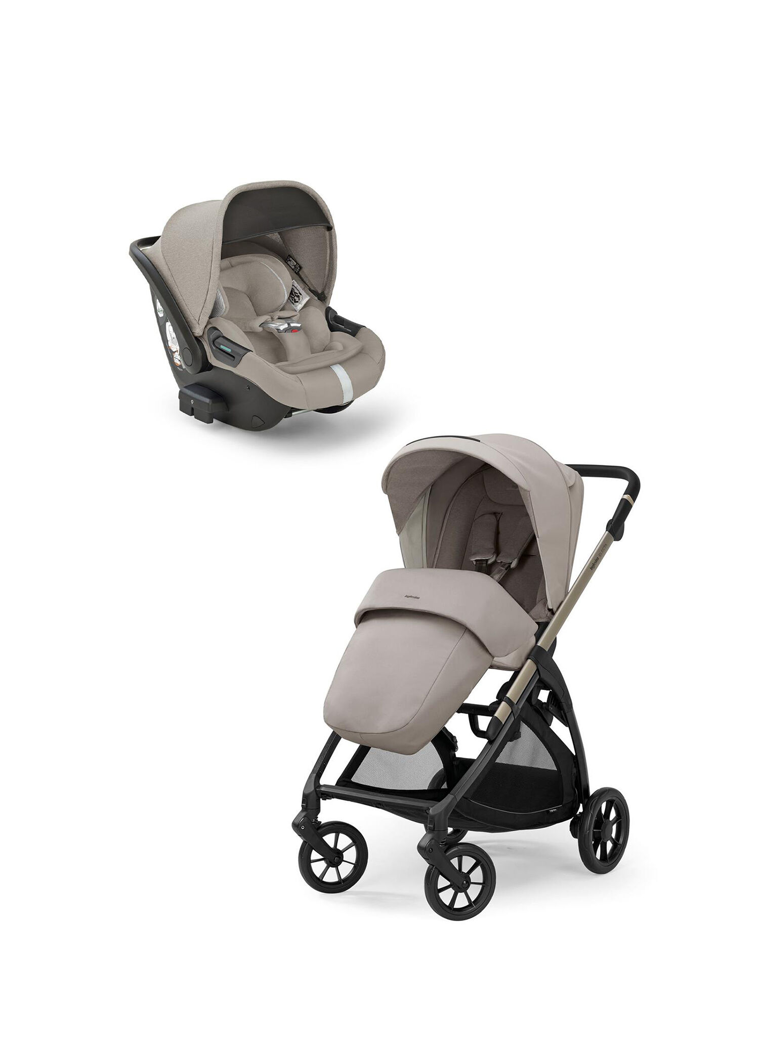Electa+ Battery Beige Tek Elle Katlanabilen Çift Yönlü Bebek Arabası ve Yatabilen Ana Kucağı Set