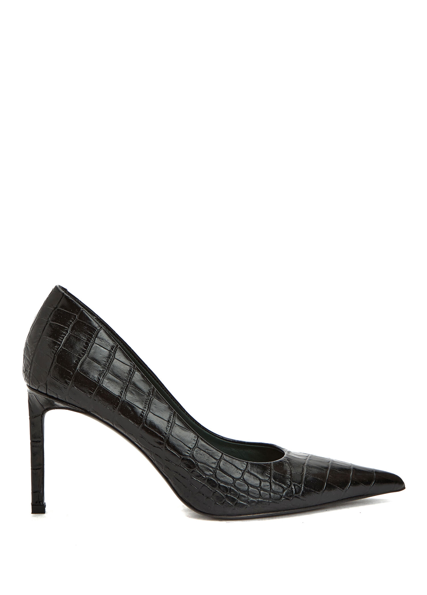 Black Croco Women's Leather Shoes