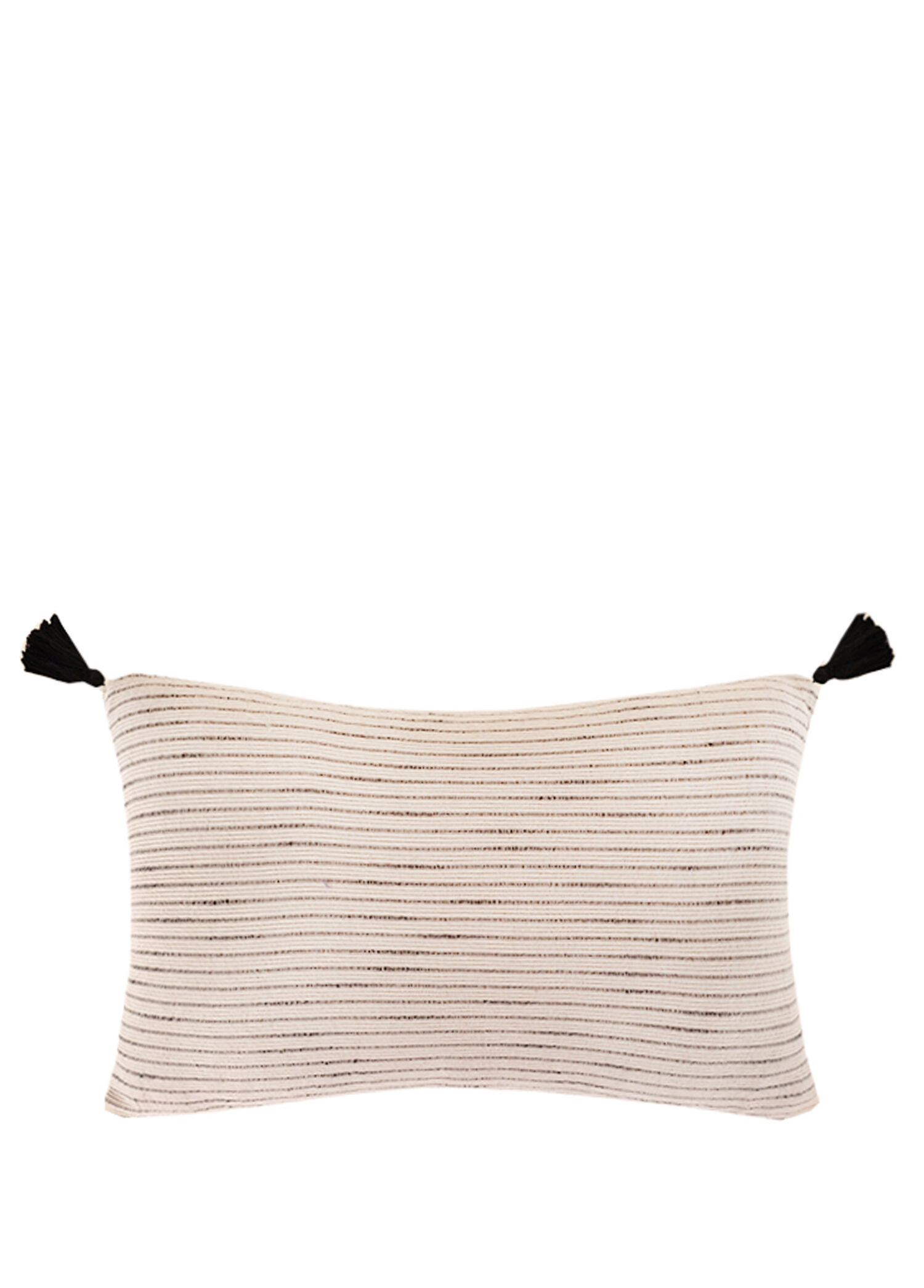 Şönil Siyah Püskül Detaylı Yastık Kılıfı 35x55 cm