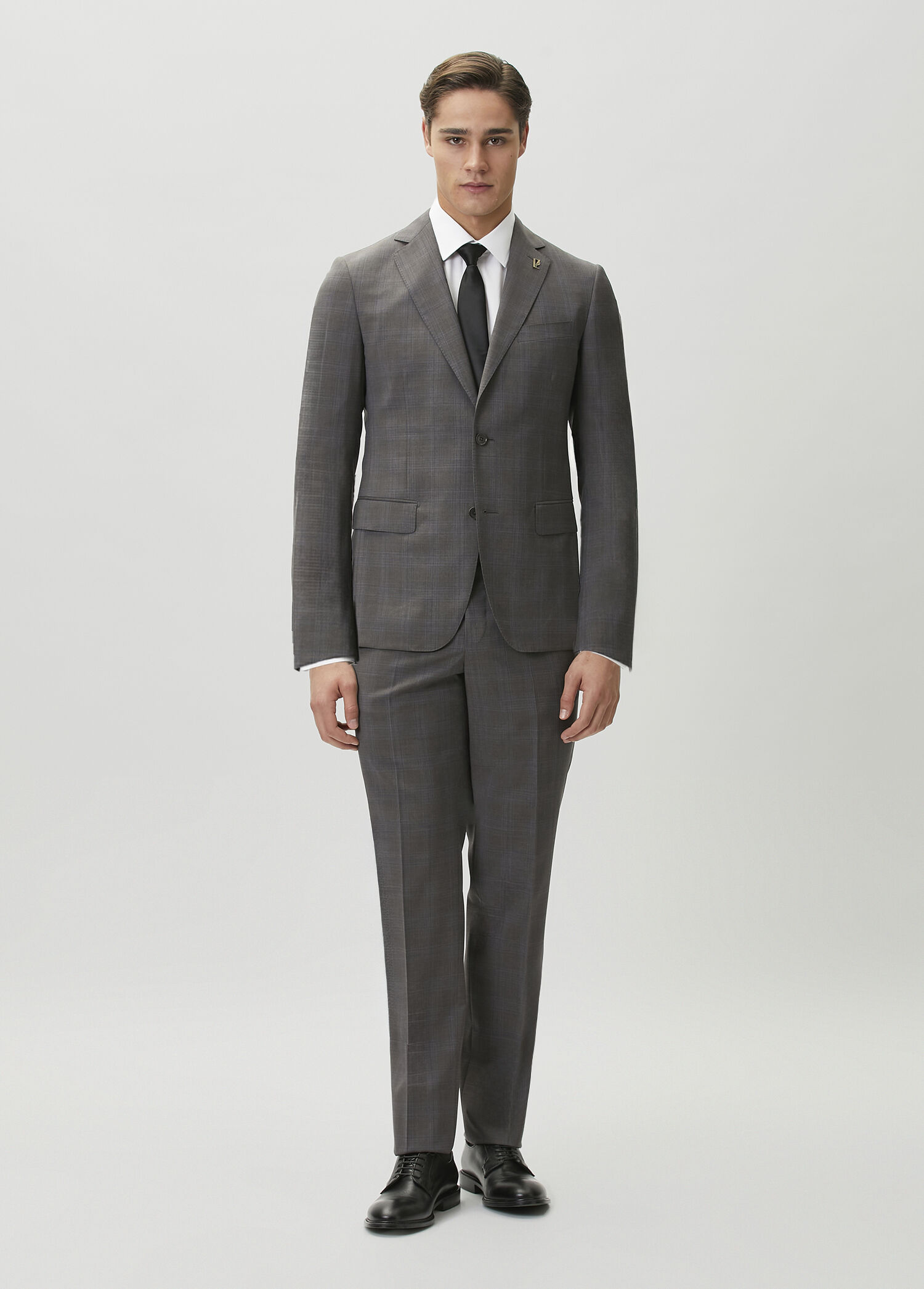Vicenza Brown Checkered Wool Suit