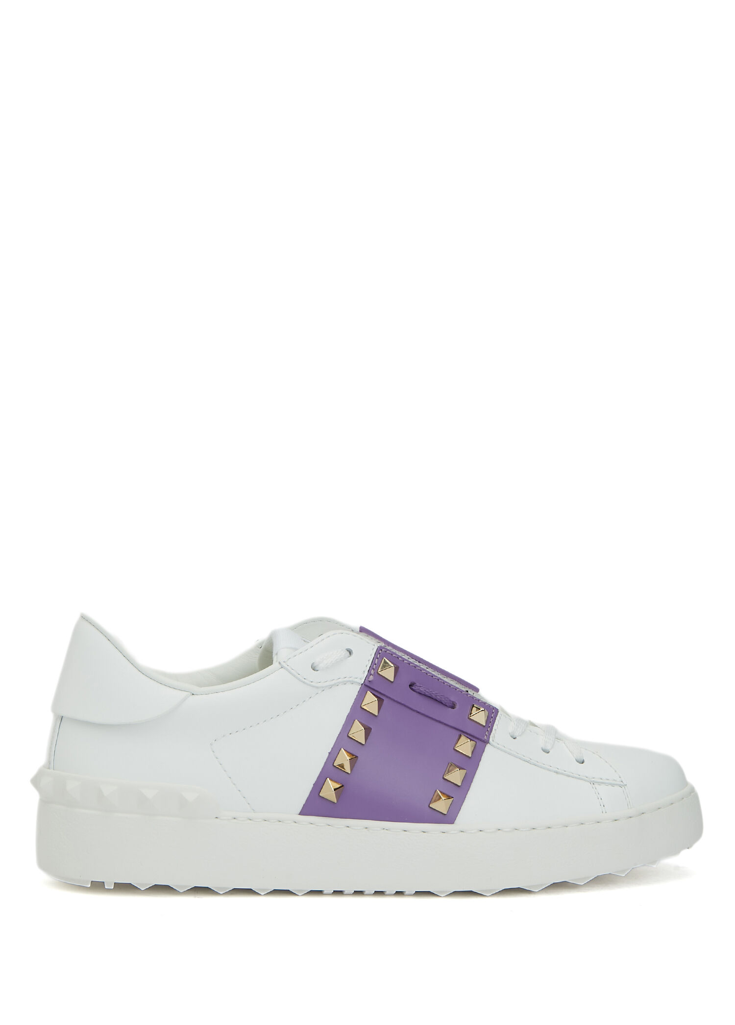 Rockstud Beyaz Mor Kadın Deri Sneaker