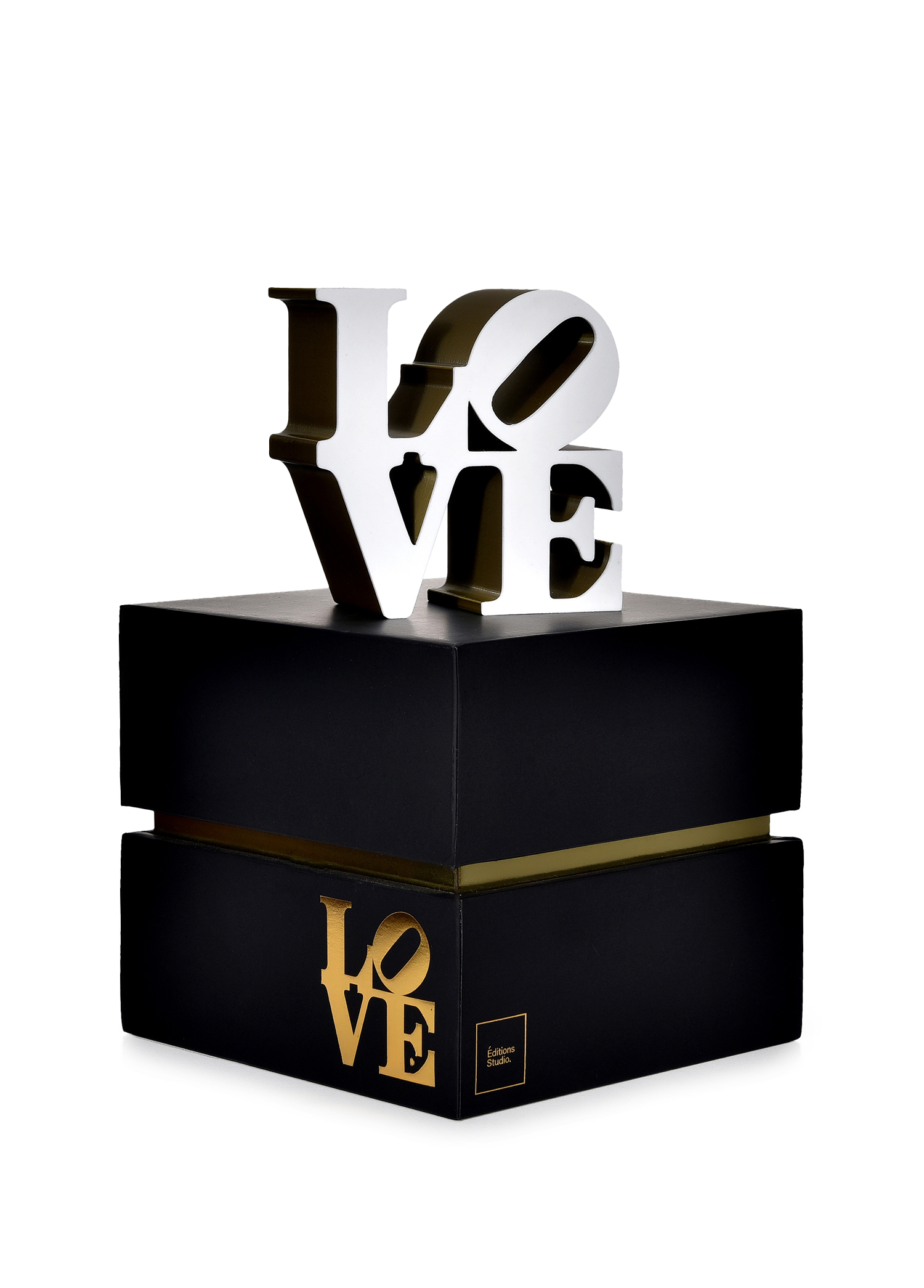 Robert Indiana Love Small Beyaz Gold Heykel