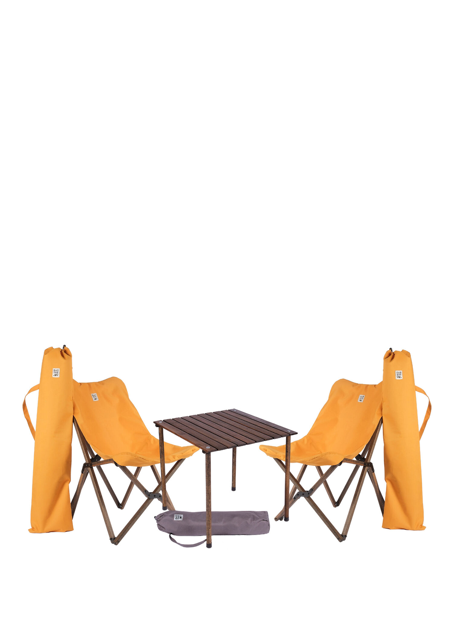 Antrasit Hardal Ahşap Katlanır Kamp Masa ve Sandalye Seti 70x70x55 cm