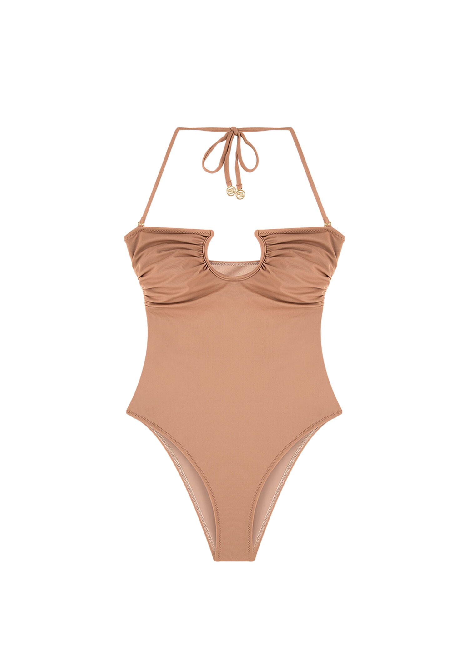 Rafaela French Beige Bej U Balenli Boyundan Bağlamalı Kadın Mayo