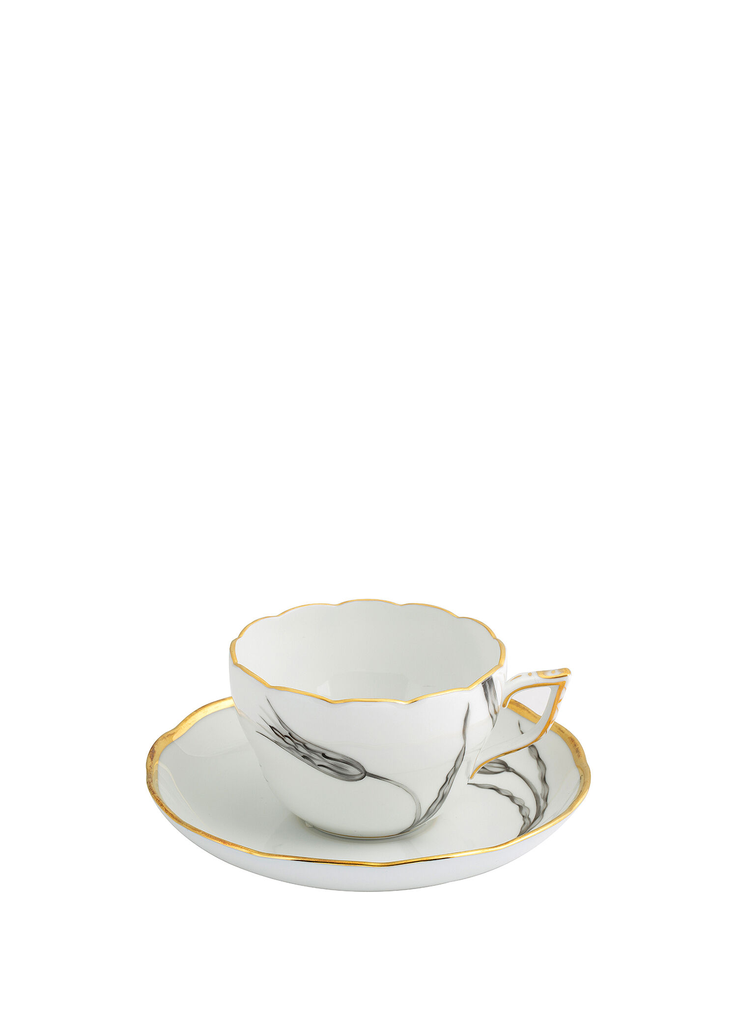 Lale Desenli Porselen Çay Fincanı ve Tabağı