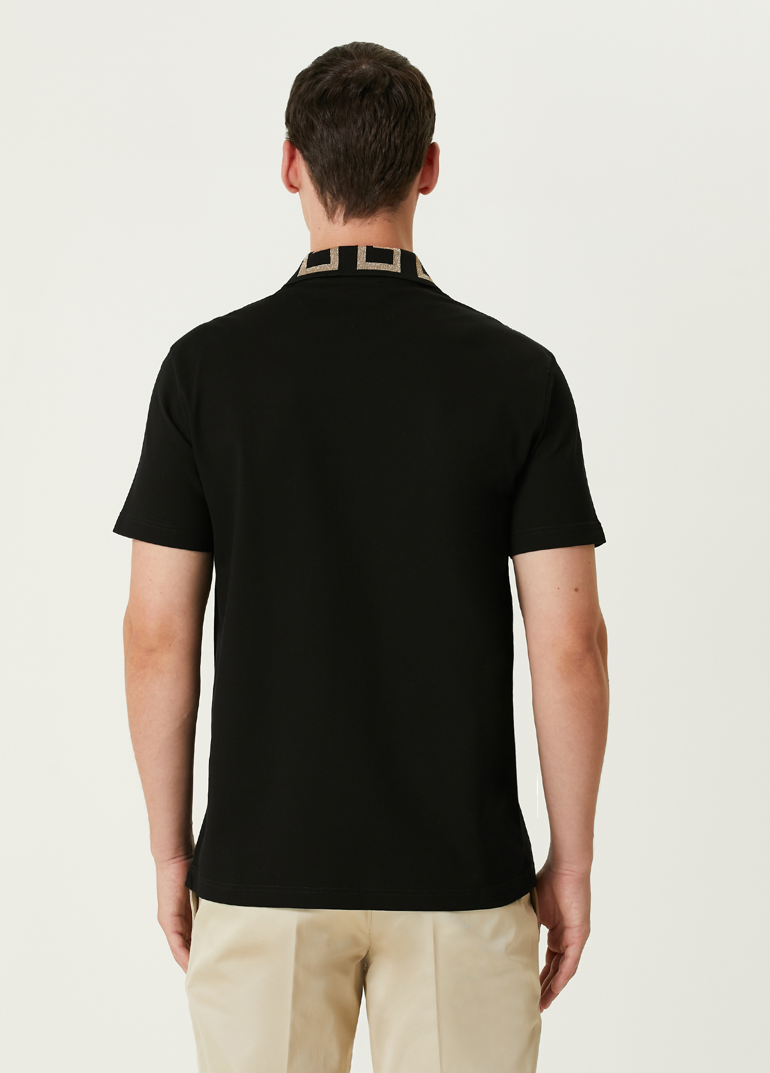 Versace Siyah Polo Yaka Logolu T-shirt Siyah