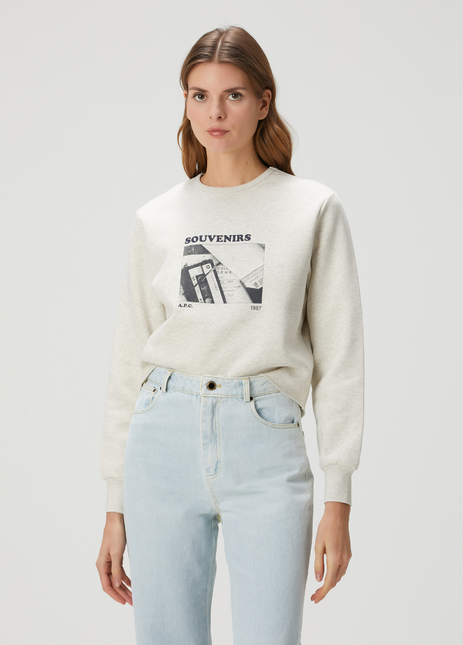 Cassettes Boxy Fit Kırık Beyaz Sweatshirt