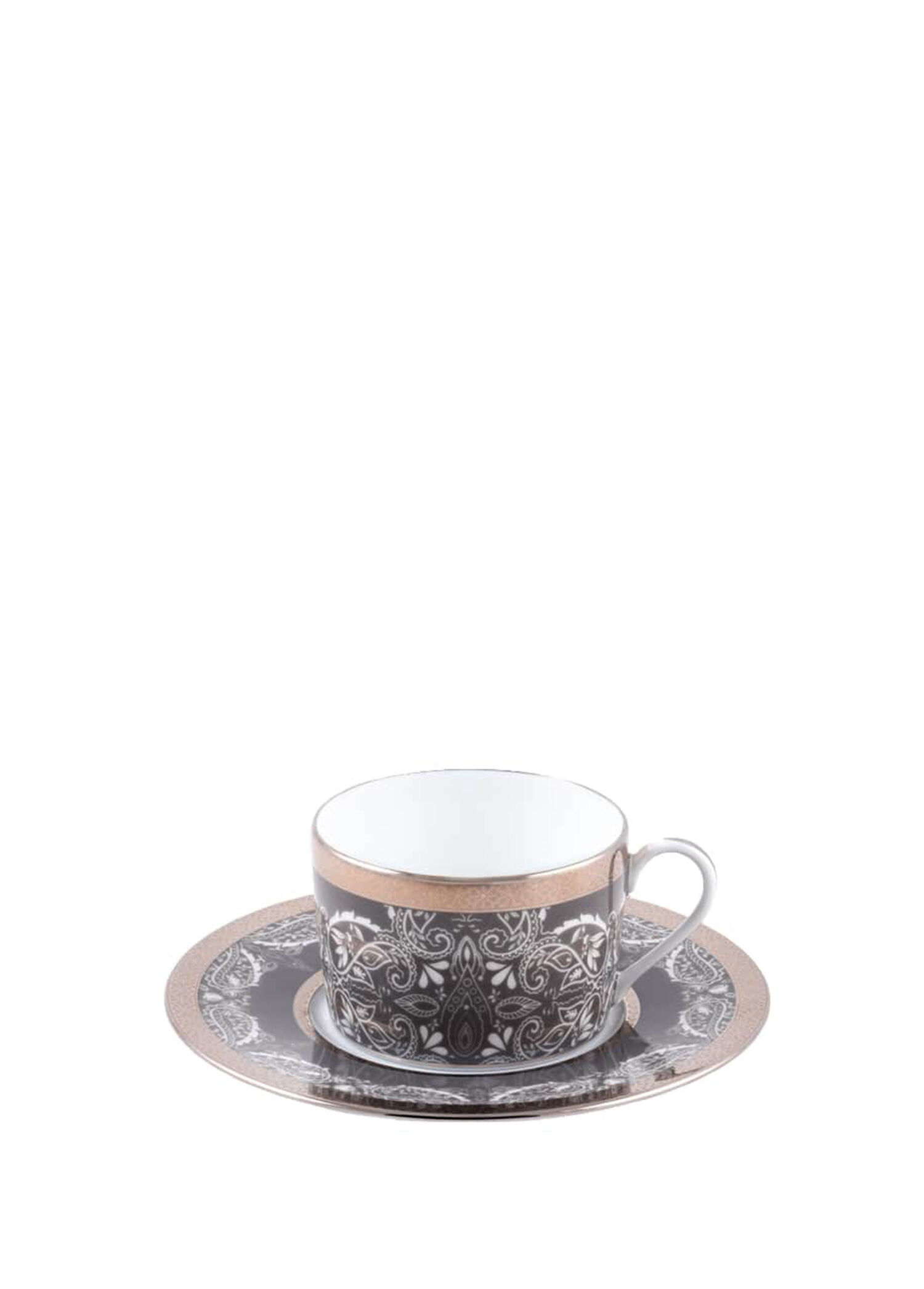 Romane Gris Porselen Çay Fincanı ve Tabağı