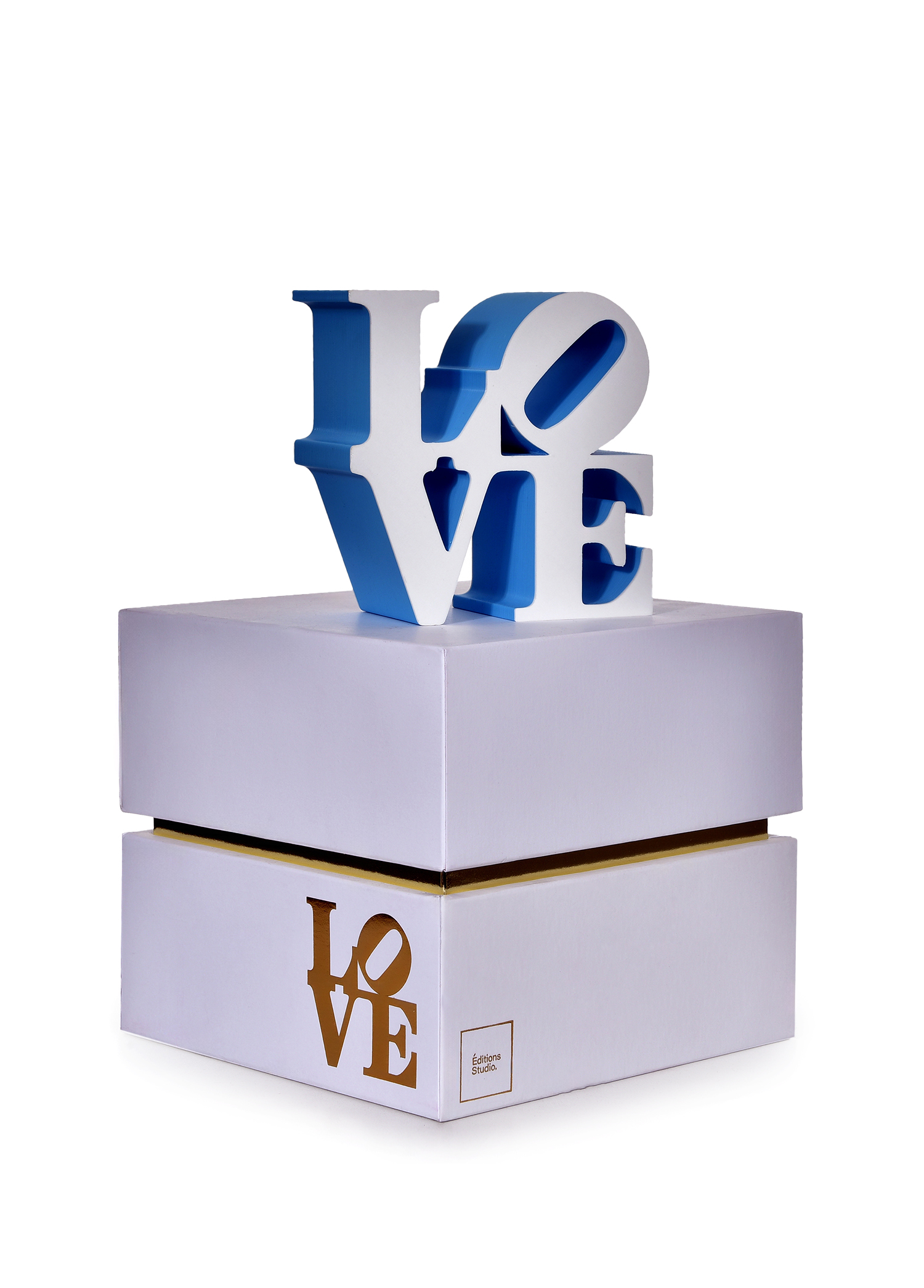 Robert Indiana Love Small Beyaz Mavi Heykel