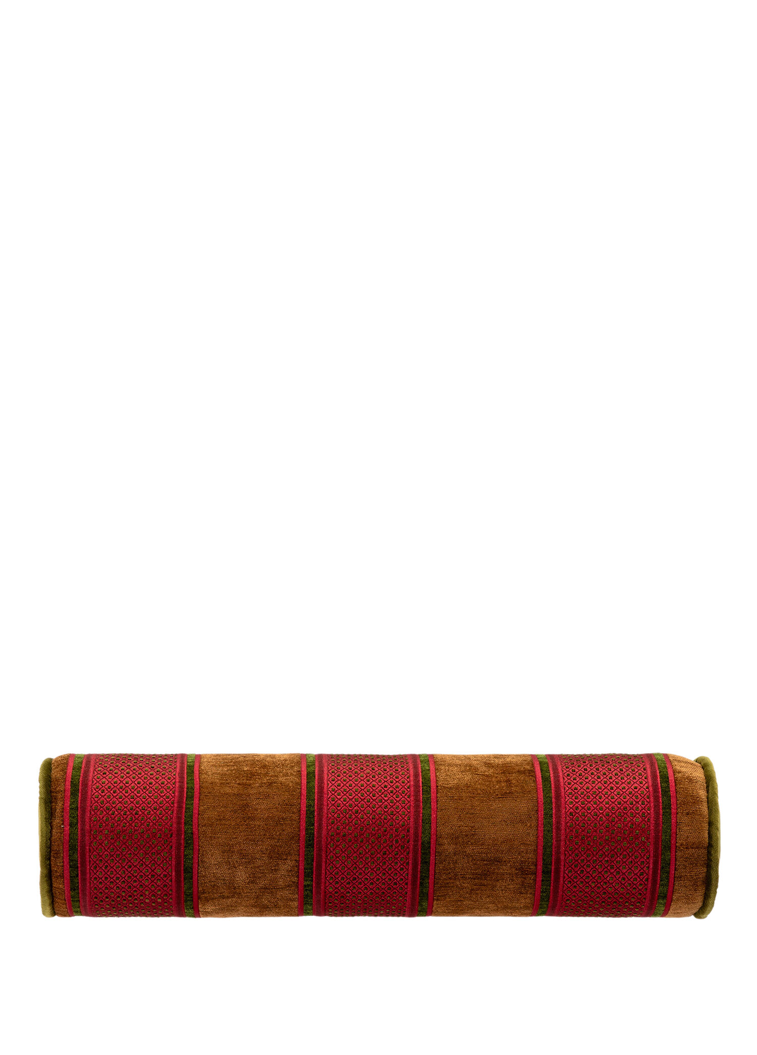 Saloni - Royal Stripe Roll Çizgili Biyeli Silindir Kırlent 55 x 12 cm - Kırmızı