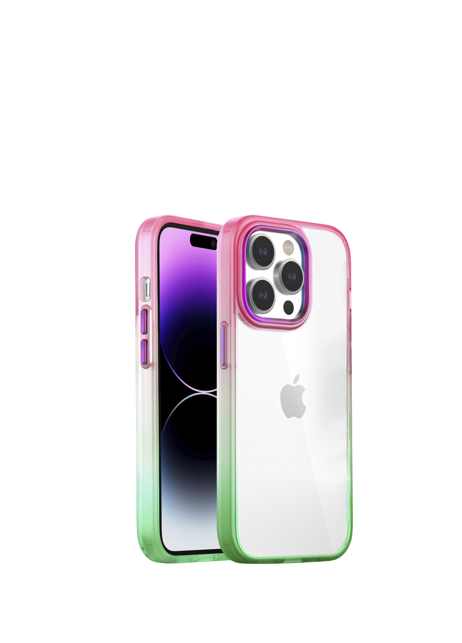 iPhone 14 Pro Max Air Bumper Rainbow Pink Green Kılıf