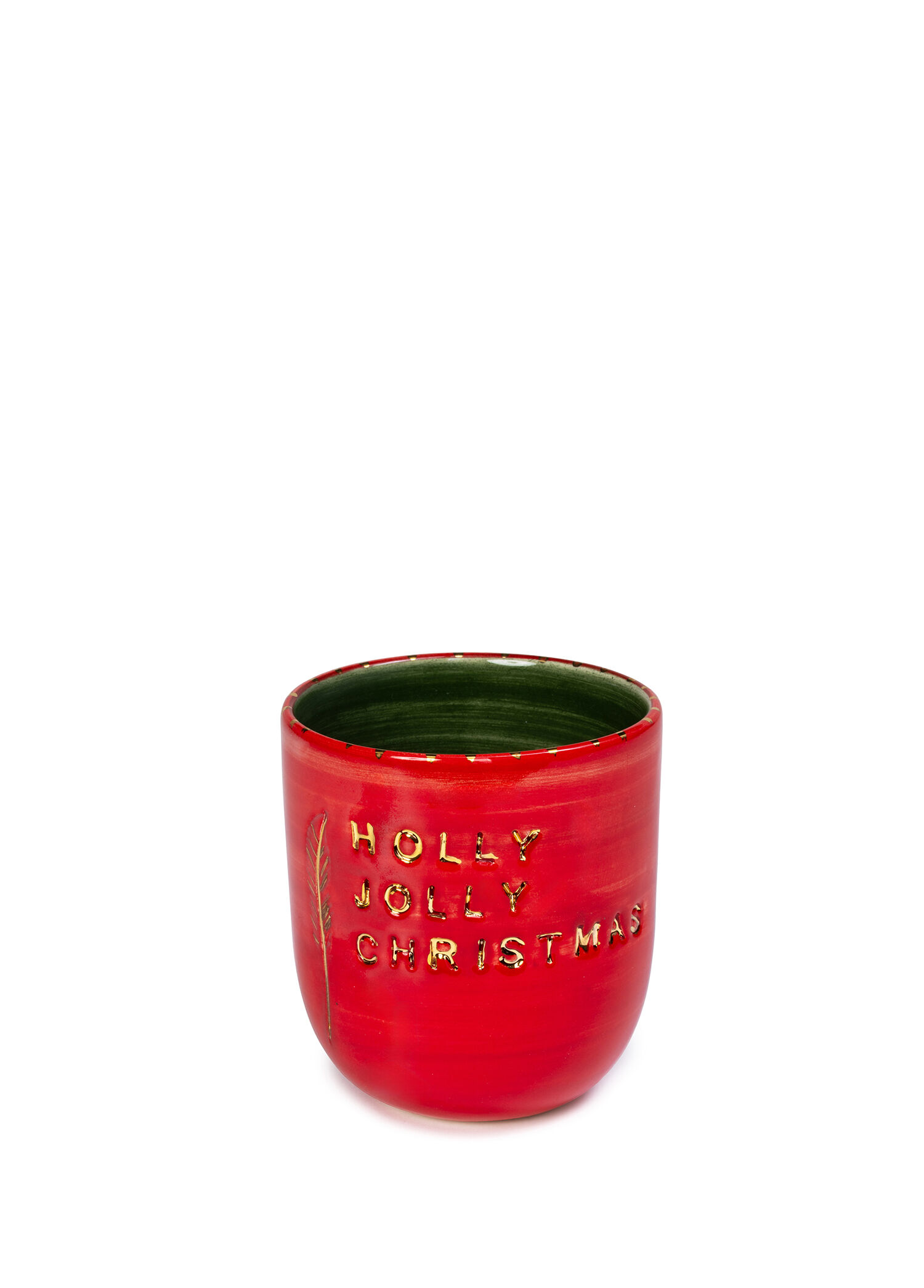 Xmas Holly Jolly Christmas Kırmızı Seramik Kulpsuz Kupa