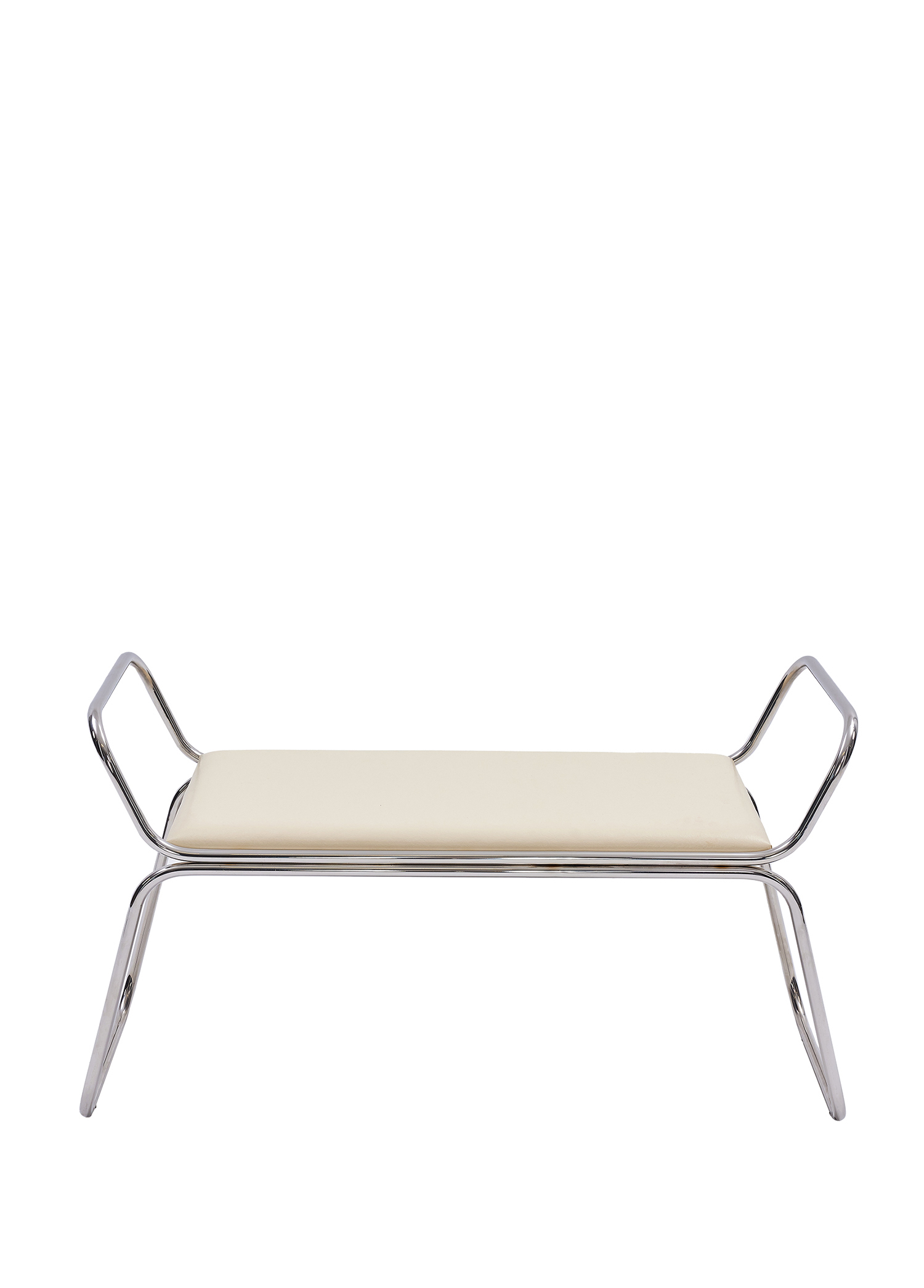 Rest Stool Metal Vanilya Deri İkili Bench