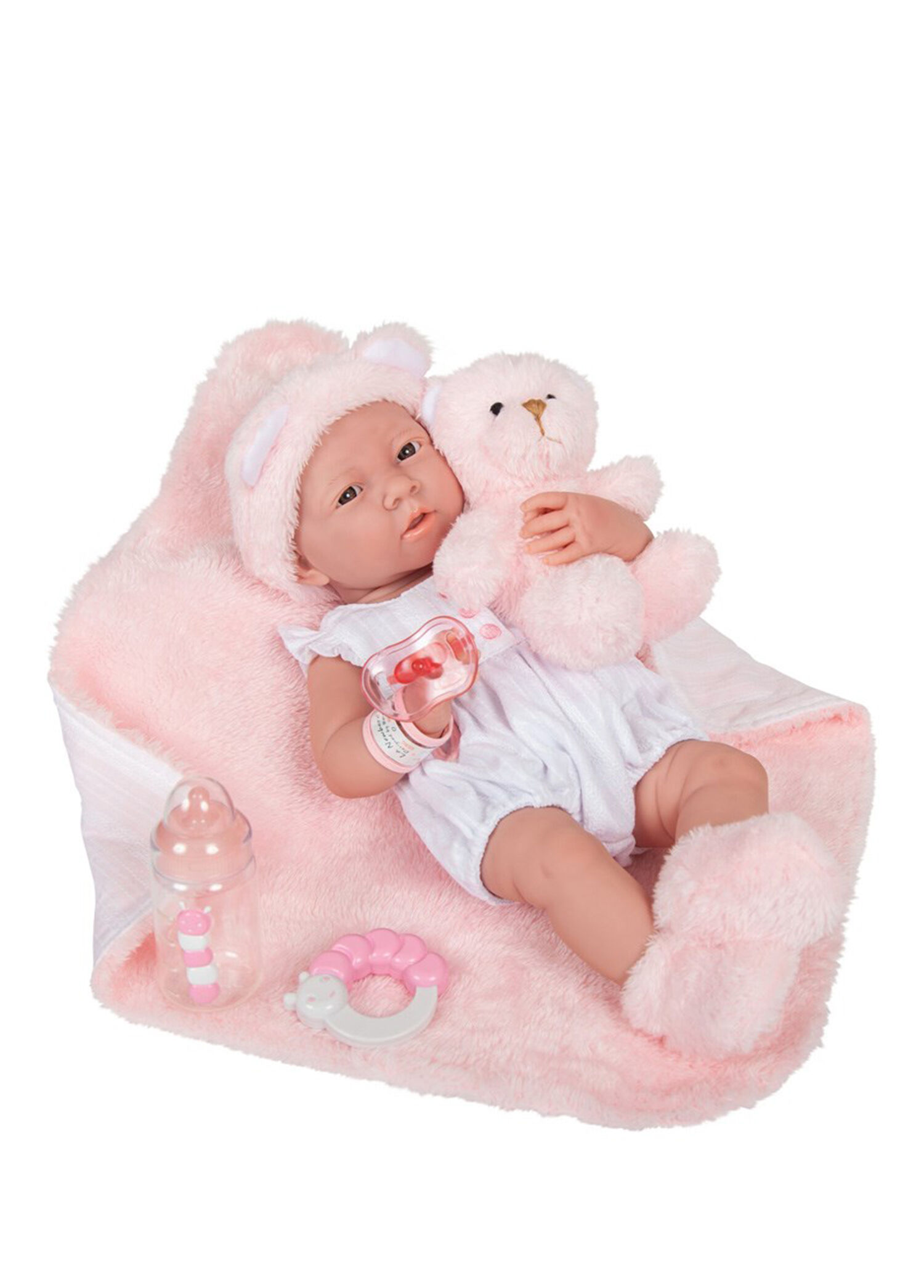 Pembe Ayı ve Gerçekçi Yenidoğan Oyuncak Kız Bebek 39 cm