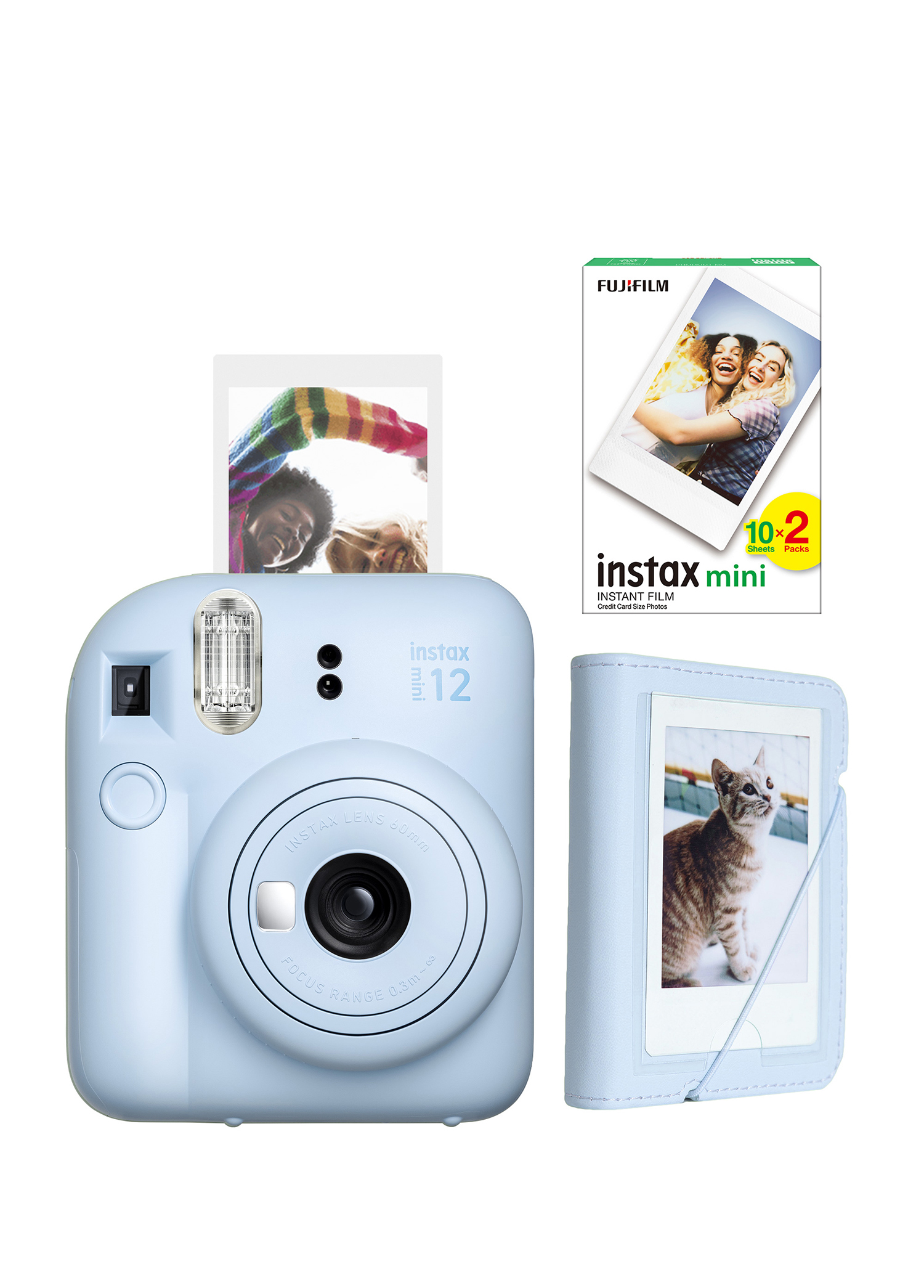 Instax Mini 12 Mavi Fotoğraf Makinesi + 20'li Film ve Mini Albüm Seti