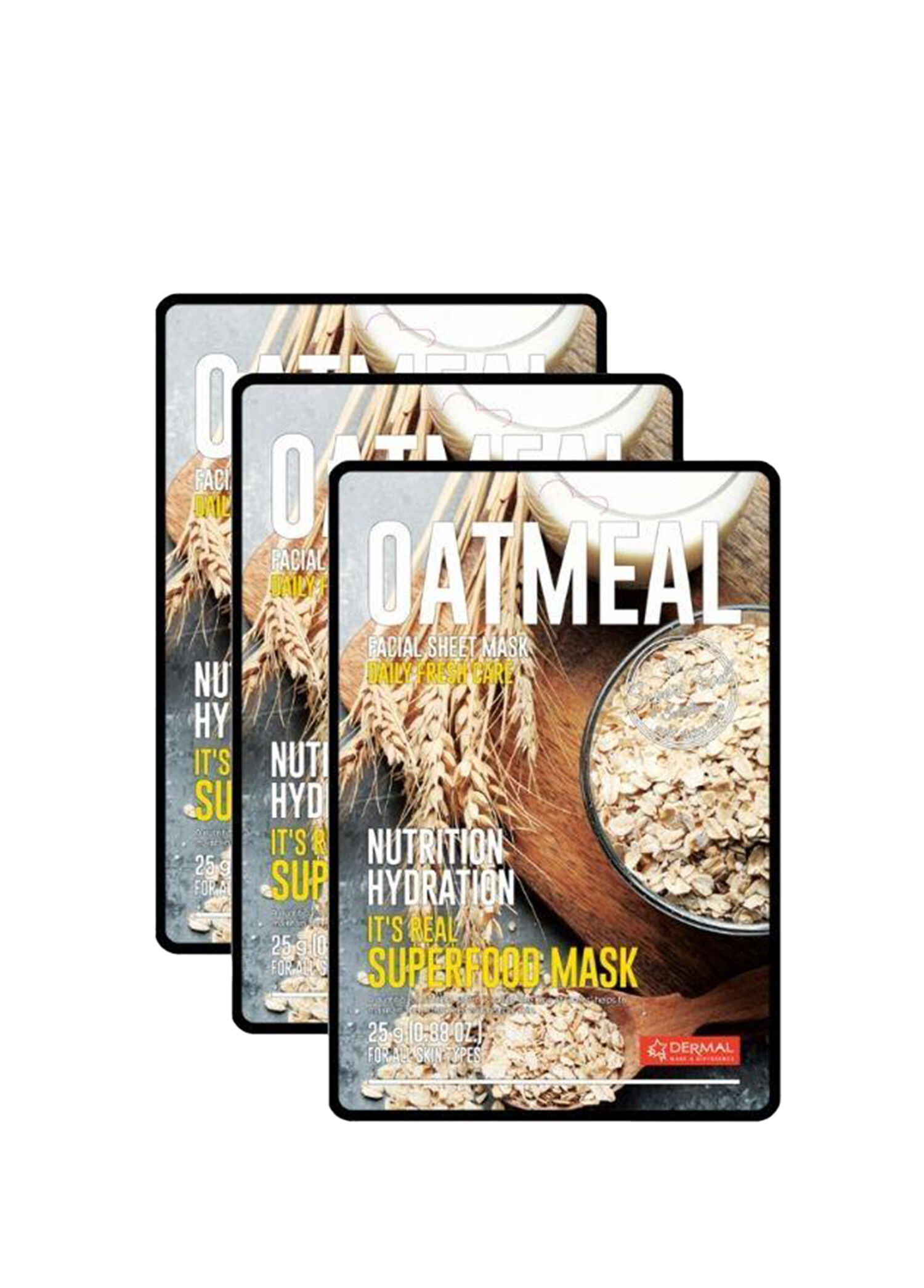 Oatmeal Facial Sheet Mask Besleyici ve Nemlendirici Yulaf Yüz Maskesi 3'lü Set 25 gr