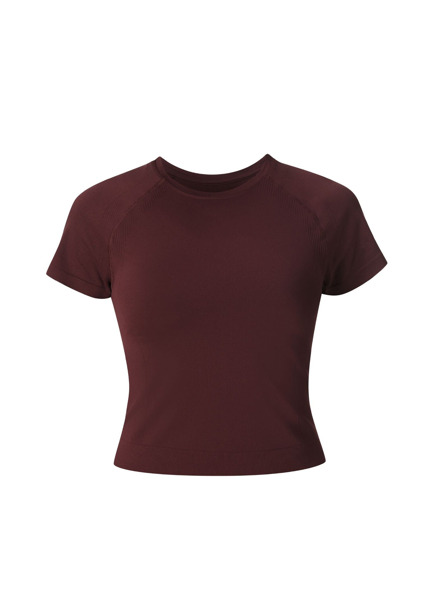 Athlete Crop Seamless Workout Bordo Kısa Kollu Kadın Spor T-Shirt