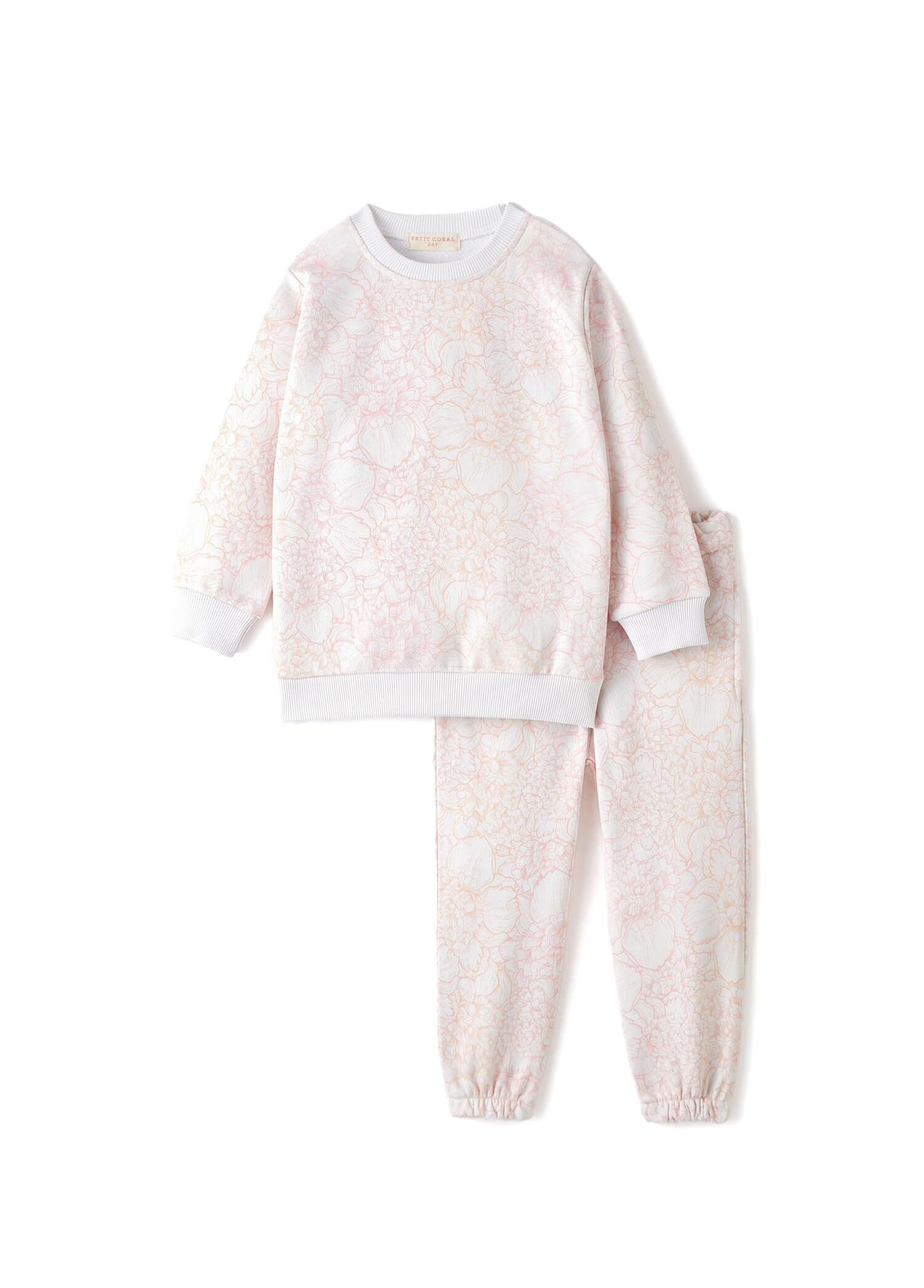 Çiçek Desenli Pembe Unisex Çocuk Eşofman Takımı
