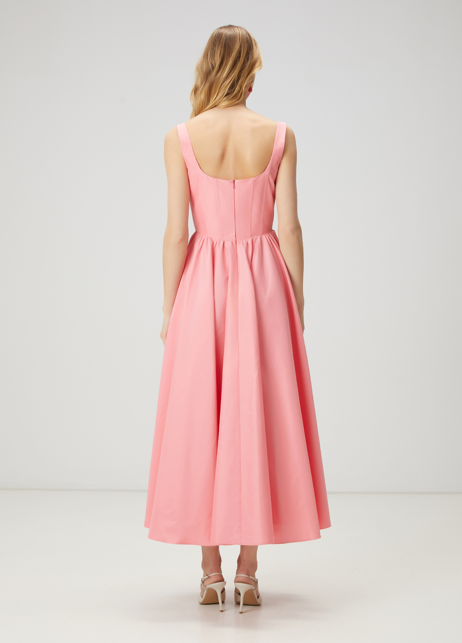 Pembe Maksi Tafta Elbise_4