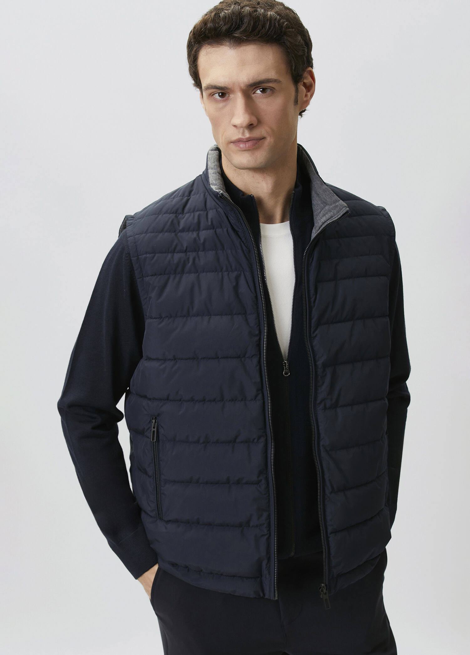 Navy Blue Quilted Vest