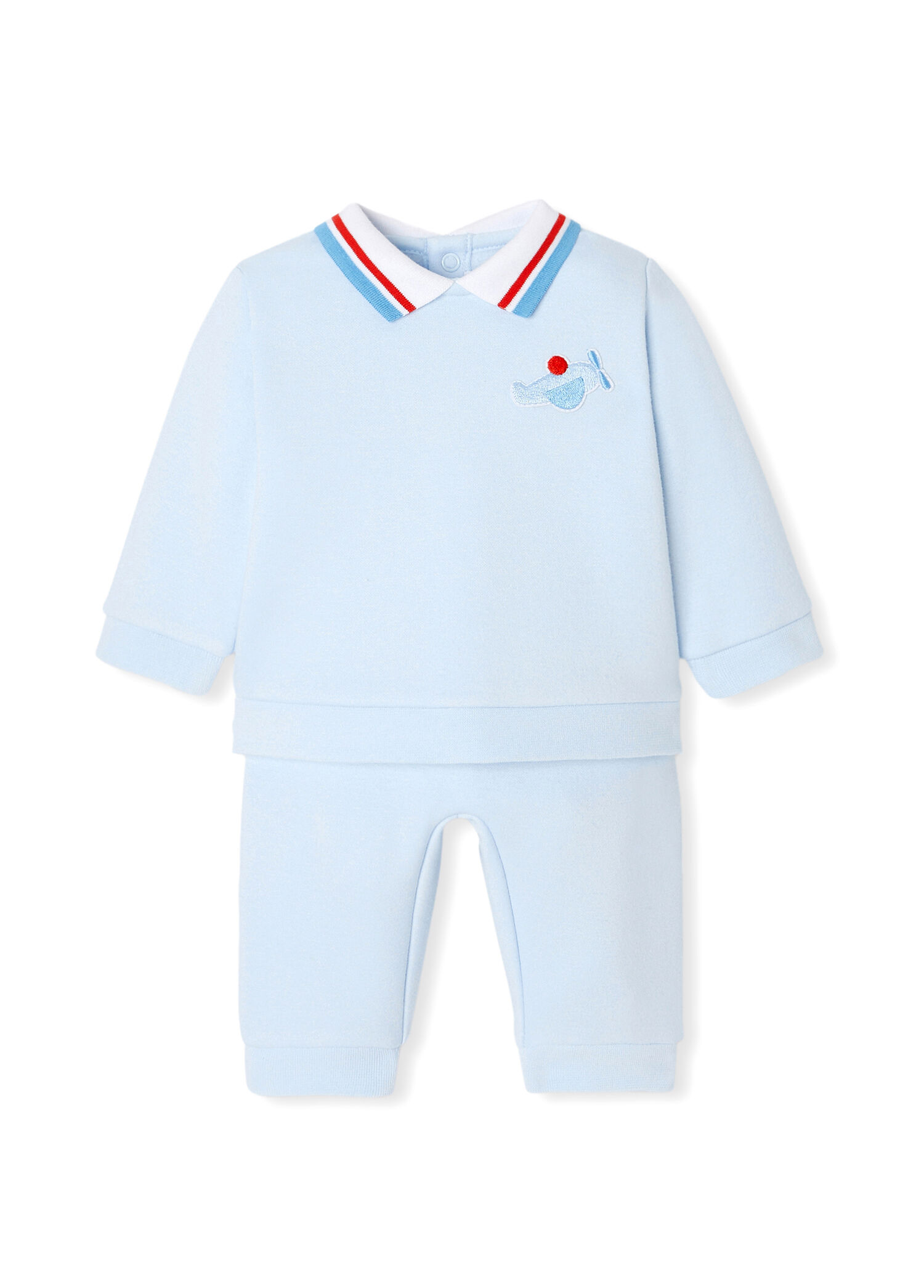 Mavi Polar Uzun Kollu Bluz ve Pantolon Erkek Bebek 2'li Set