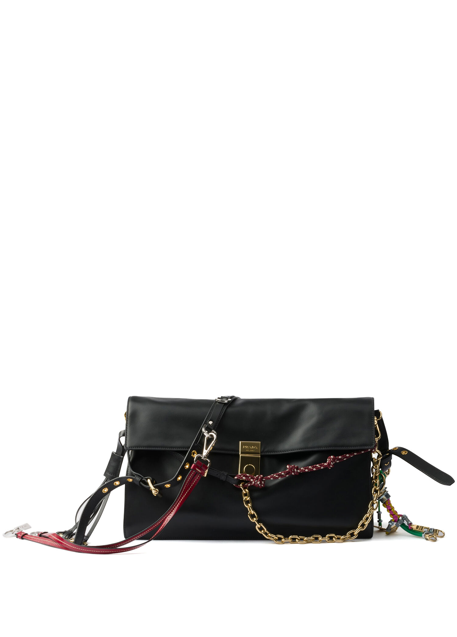 Prada Siyah Kadın Soft Sound Siyah Deri Büyük Boy Kadın Omuz