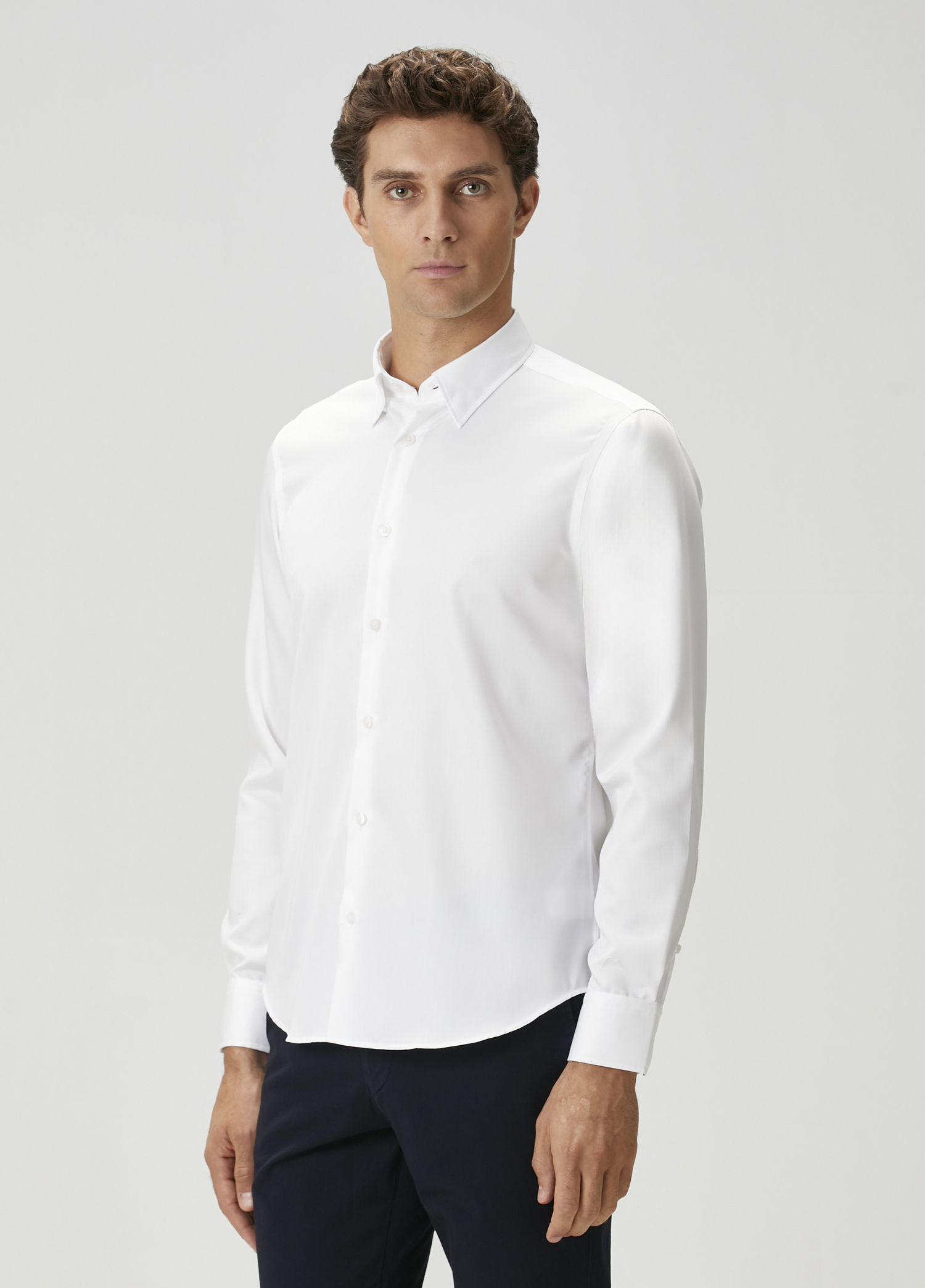 Slim Fit Beyaz Non-iron Gömlek_2