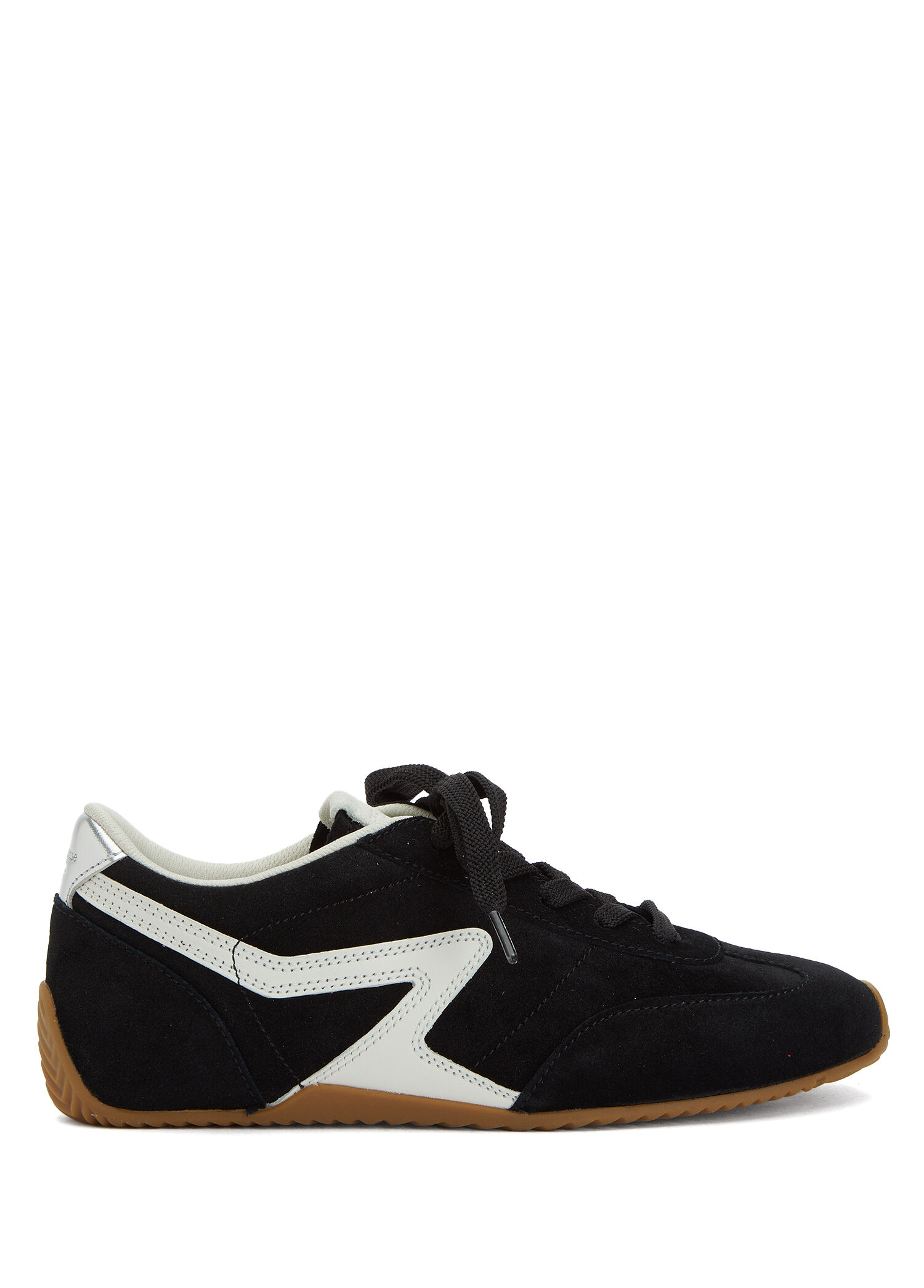 Retro Siyah Beyaz Kadın Süet Sneaker