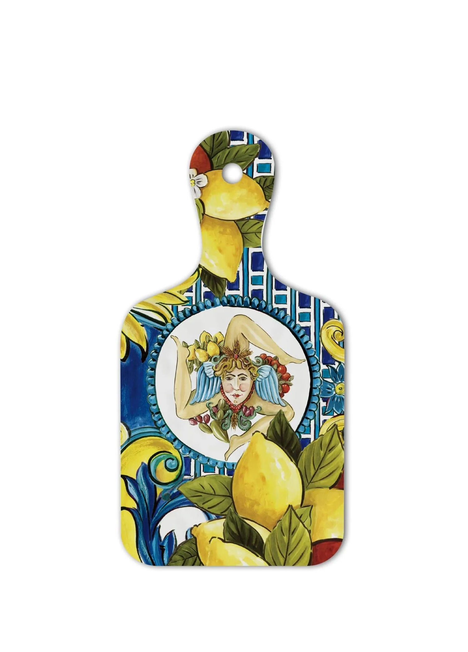 Sicily Desenli Mavi Melamin Kesme Tahtası