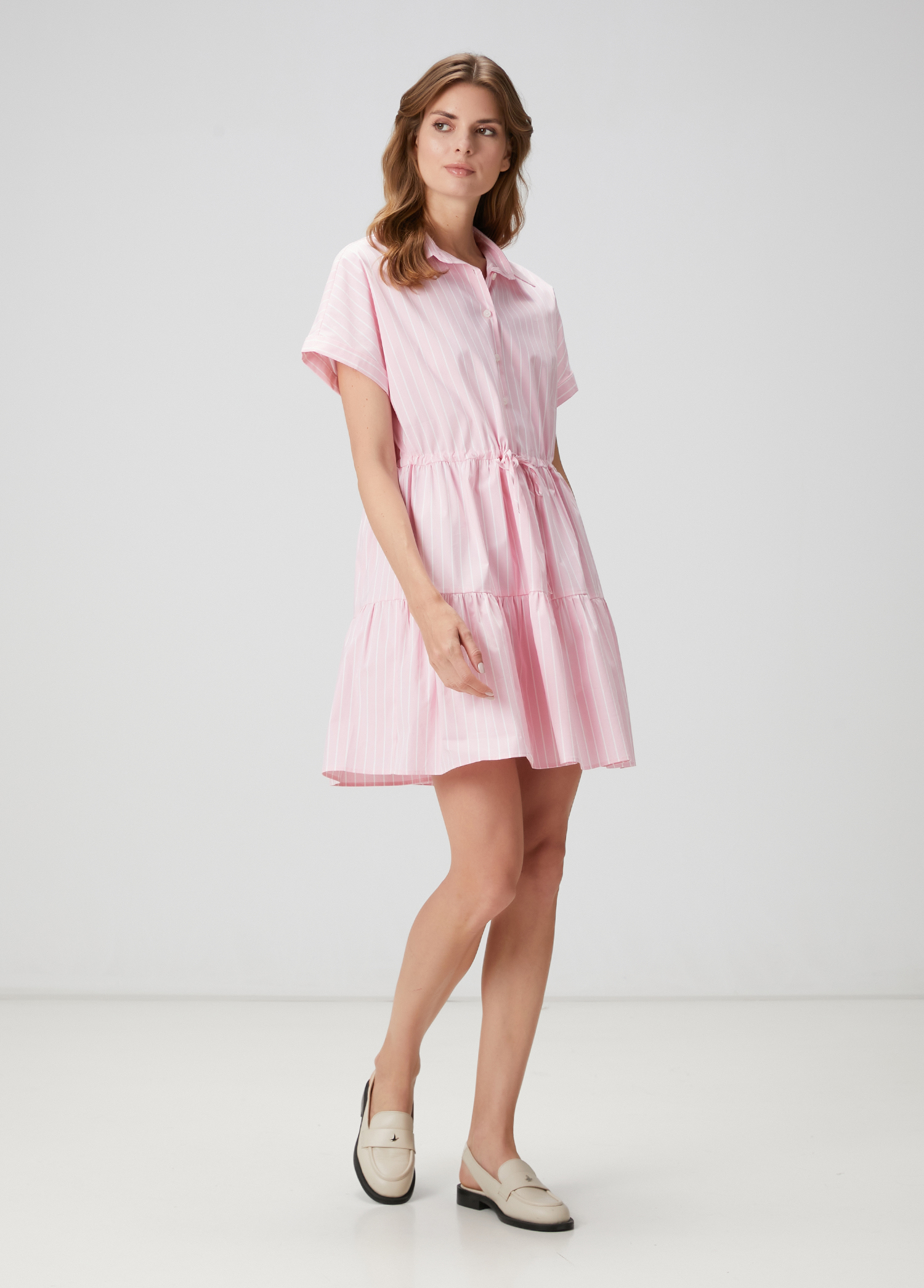 Pembe Çizgili Mini Elbise_2