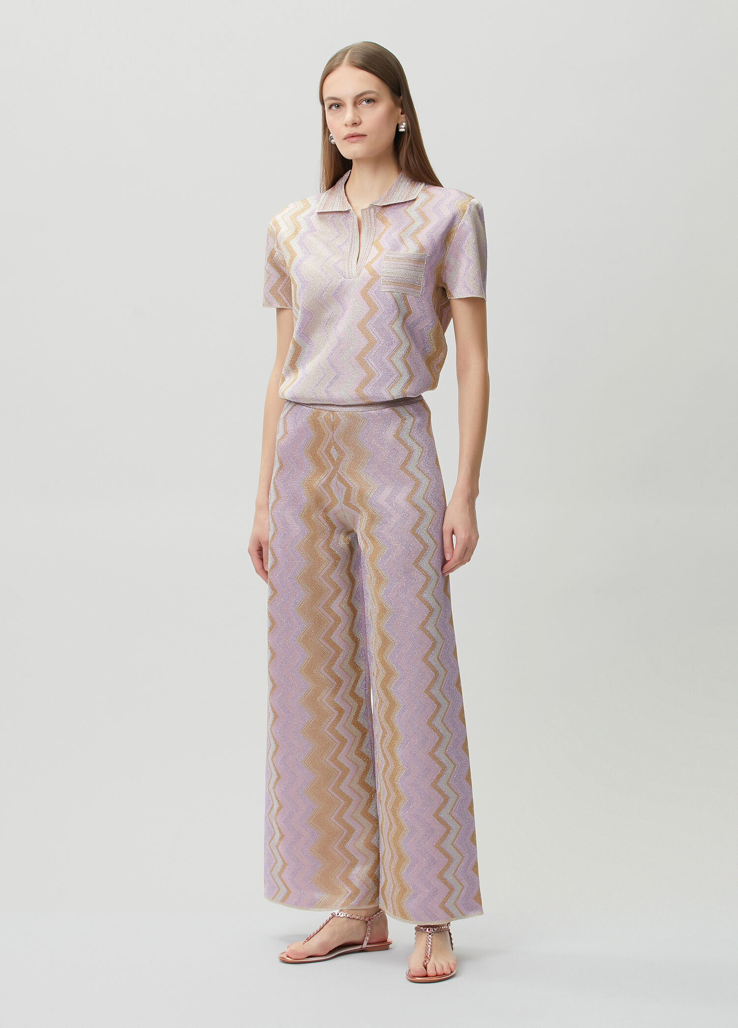 Colorblocked Wide Leg Pantolon