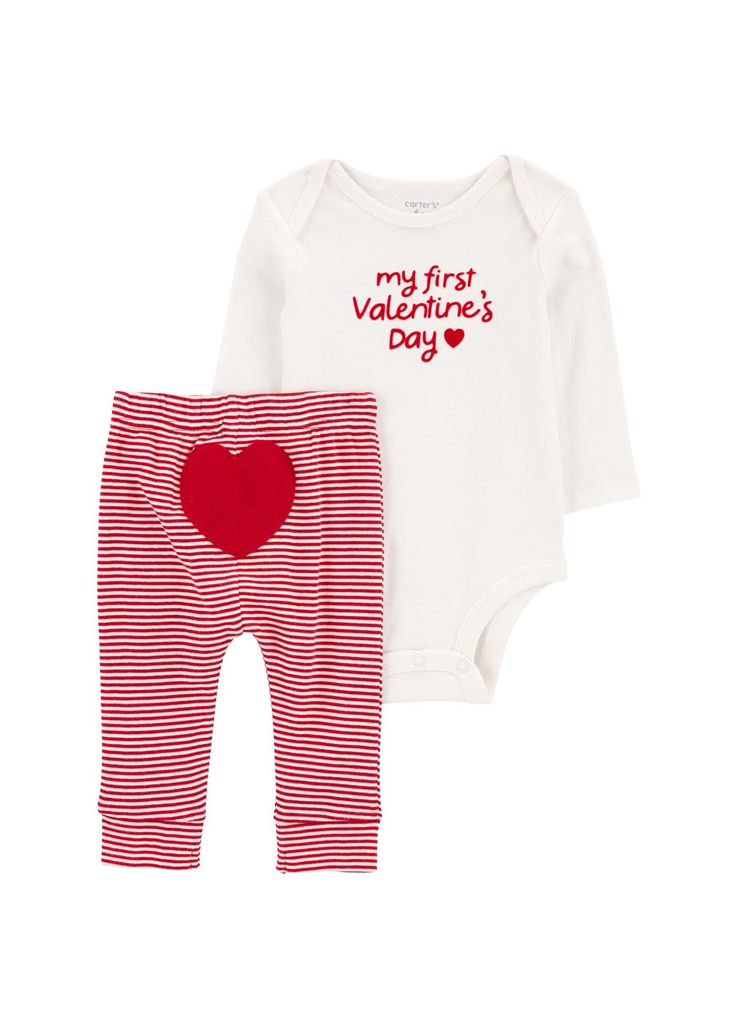 Beyaz Baskılı Uzun Kollu Body ve Pantolon Kız Bebek 2'li Set