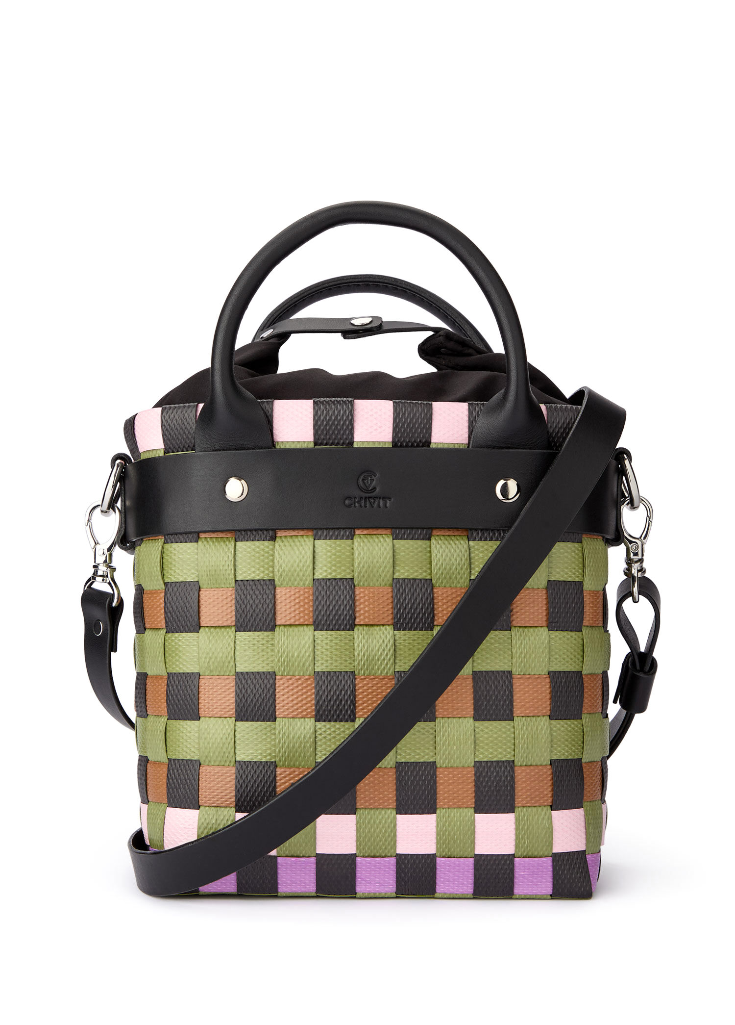 Aperlai Black Purple Basket Bag El Yapımı Kadın Omuz Çantası