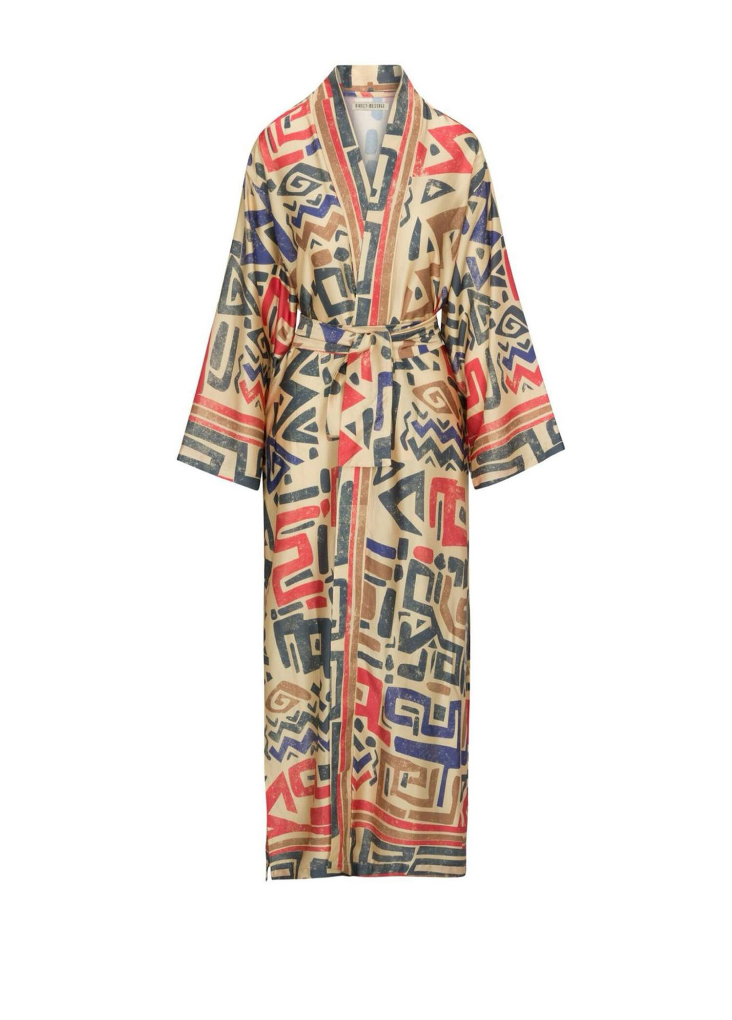 Sugarcane Geometrik Desenli Uzun Kollu Kadın Kimono