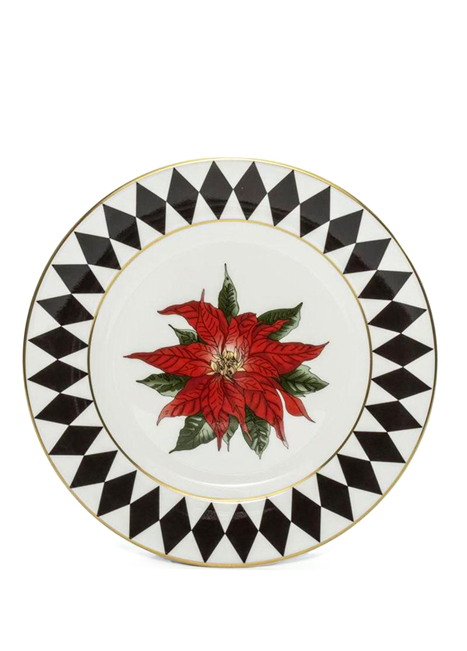 Parterre Black with Poinsettia Porselen Tabak 15 cm