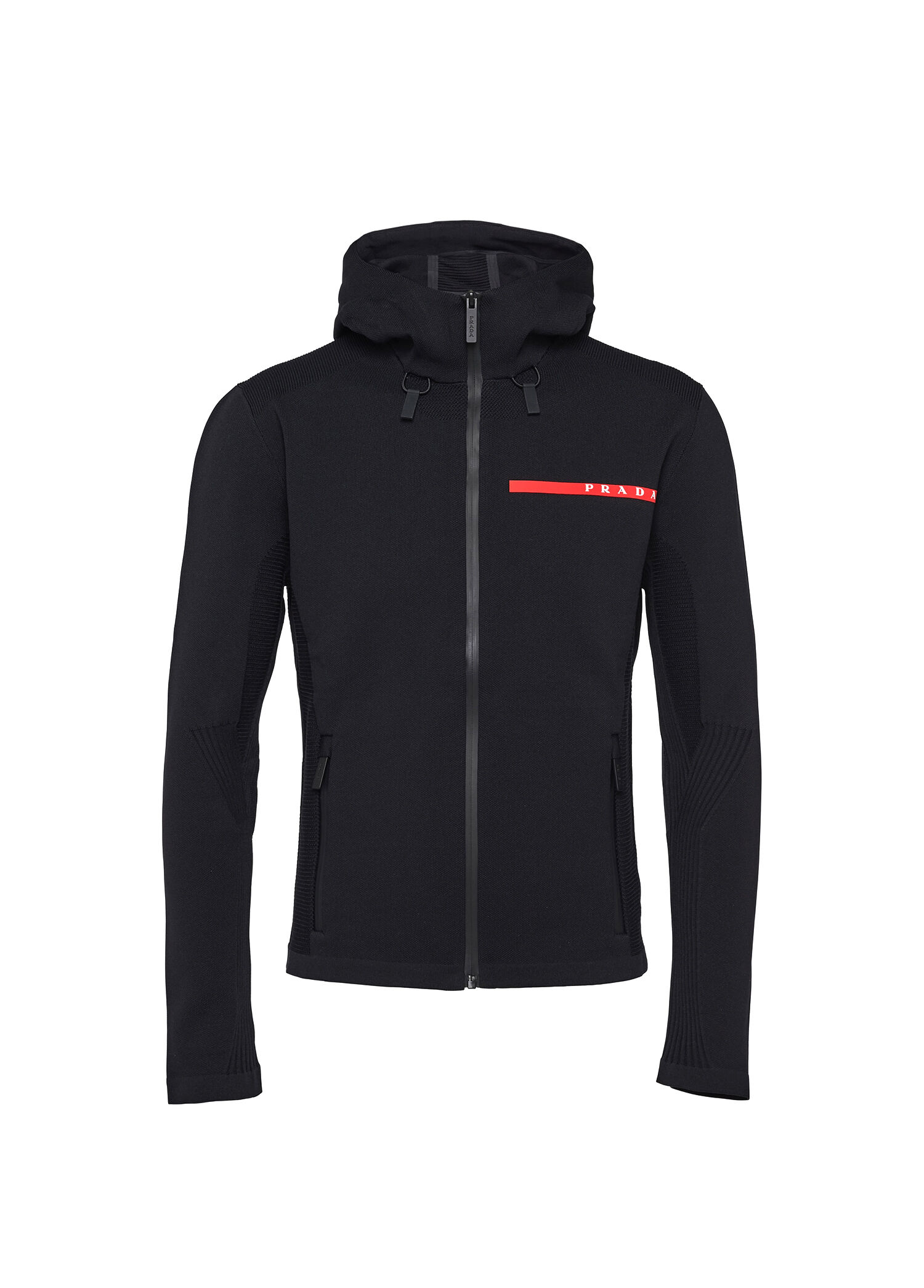 Siyah Teknik Kumaş Kapüşonlu Fermuarlı Erkek Sweatshirt