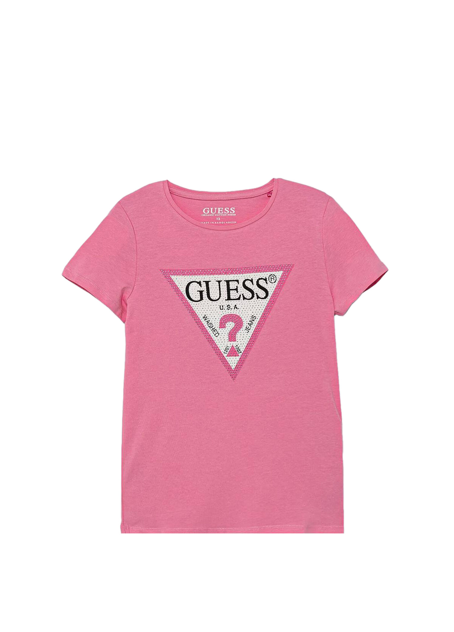 Nakışlı Pembe Kısa Kollu Kız Çocuk T-shirt