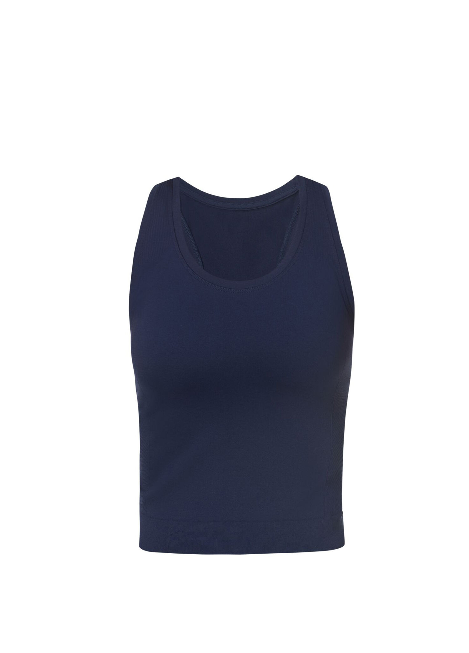 Athlete Crop Seamless Workout Mavi Kadın Spor T-Shirt