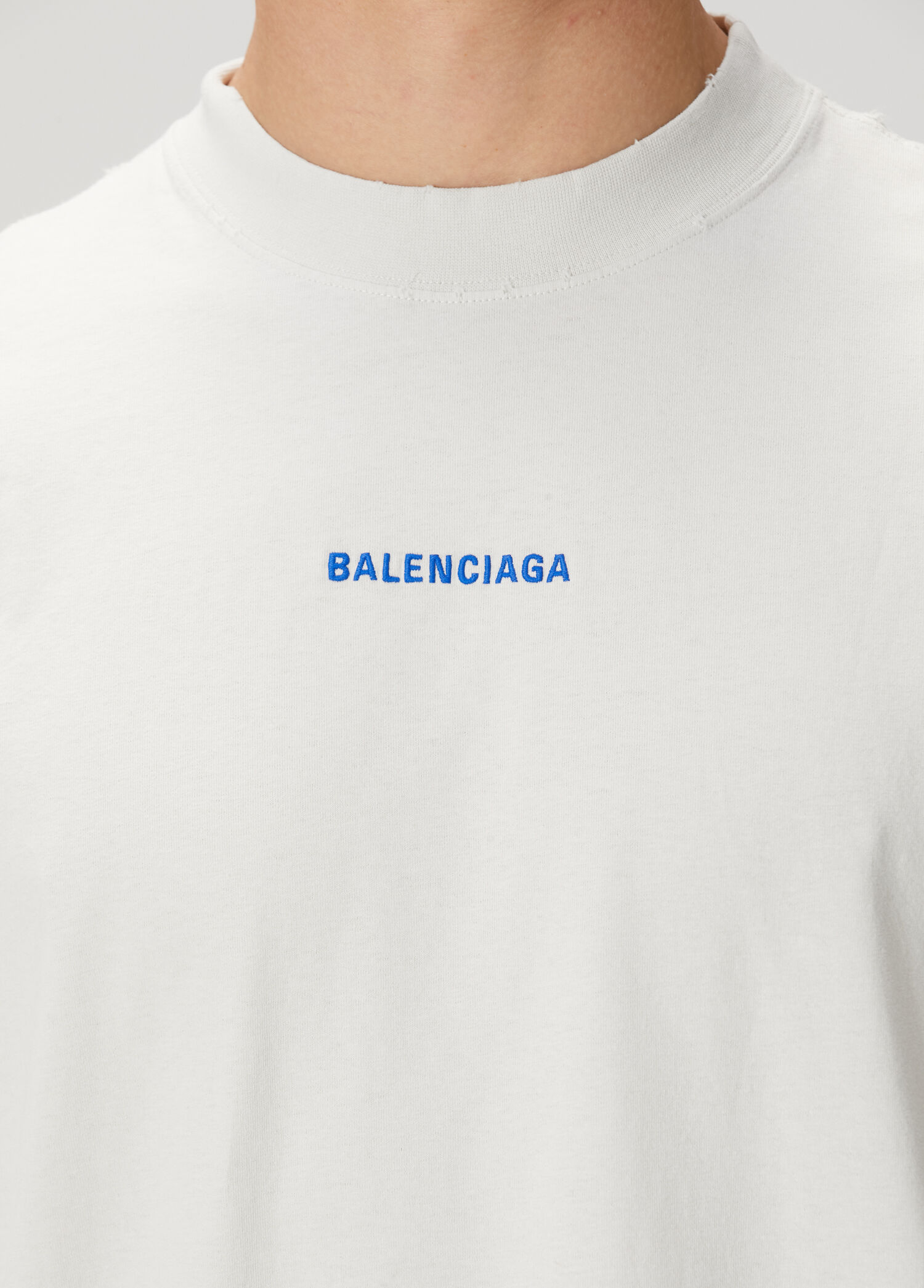 Balenciaga - Beyaz Logo Nakışlı T-shirt - Beyaz