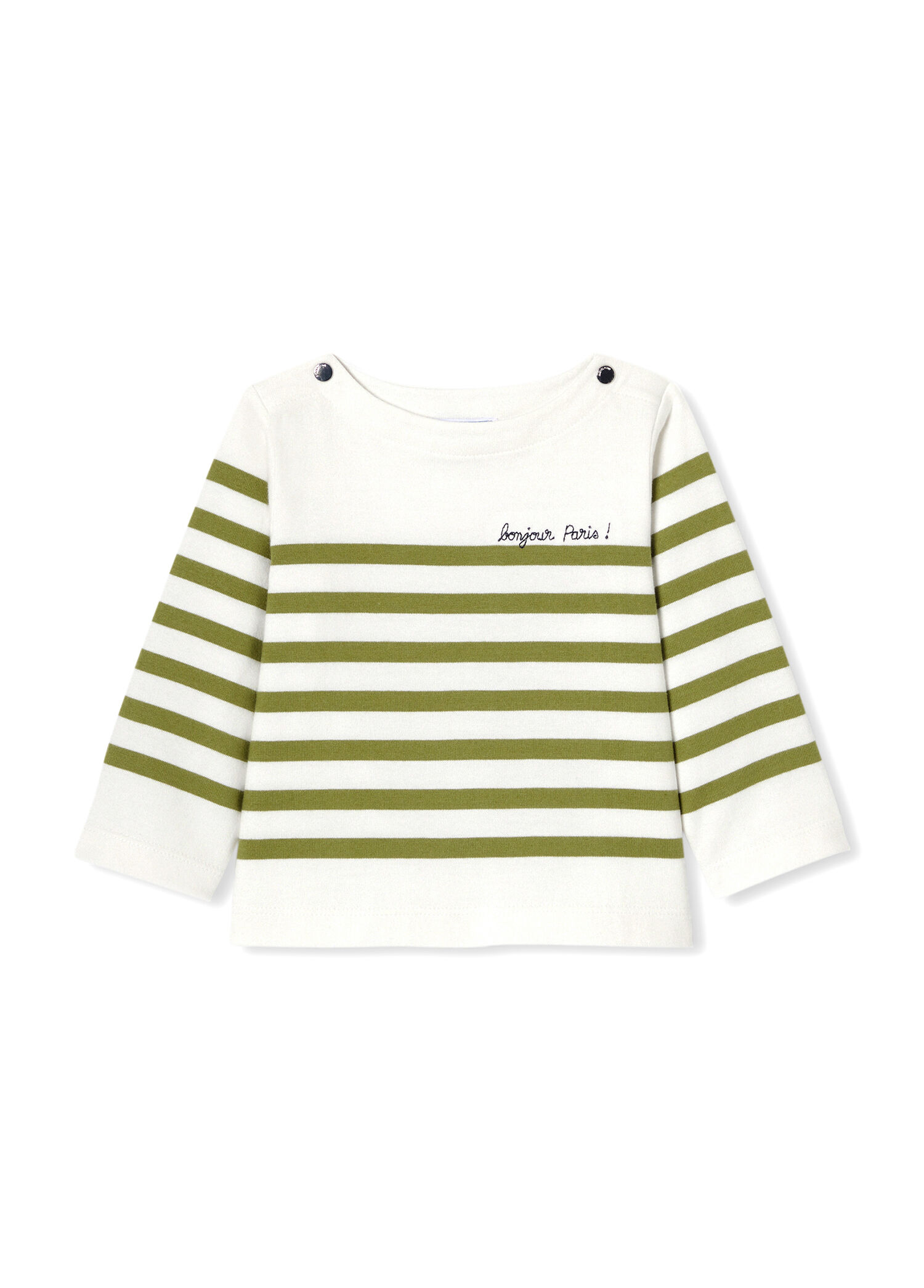 Yeşil Çizgili Erkek Bebek Uzun Kollu T-shirt