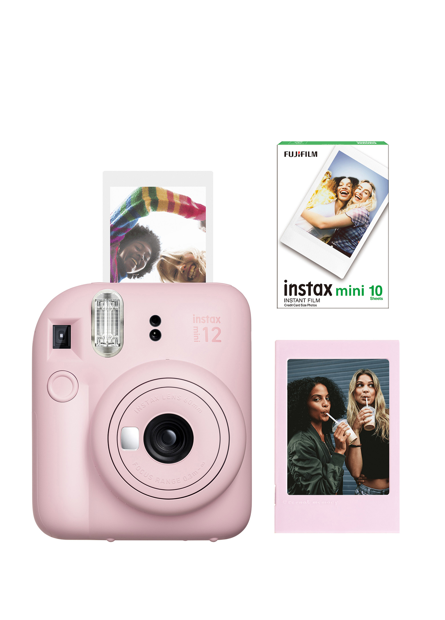 Instax Mini 12 Pembe Fotoğraf Makinesi + 10'lu Mini Film ve Çerçeve Seti