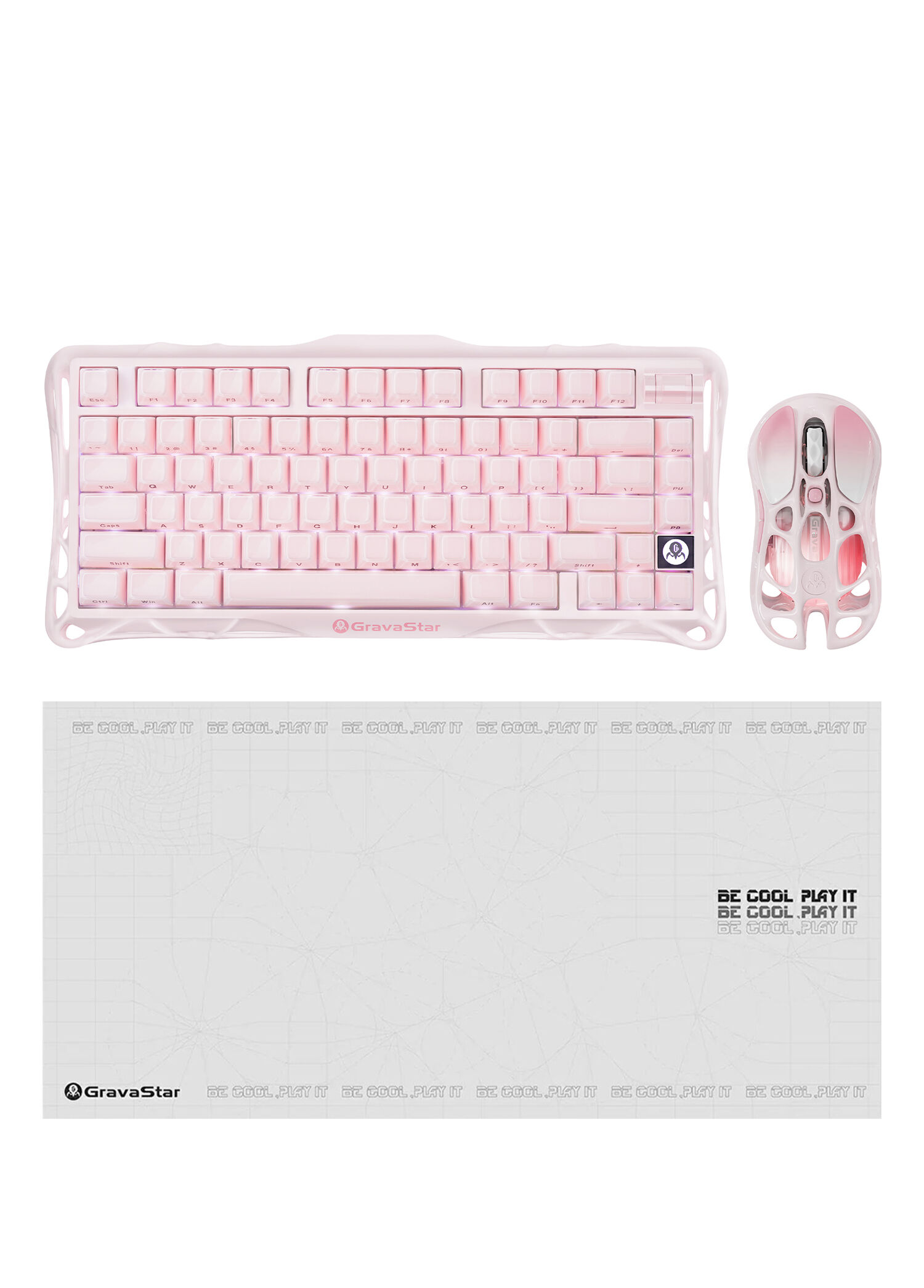 K1 Sakura Pink Mekanik Gaming Klavye M1 Pro Kablosuz Optik Mouse ve Mousepad Oyuncu Seti