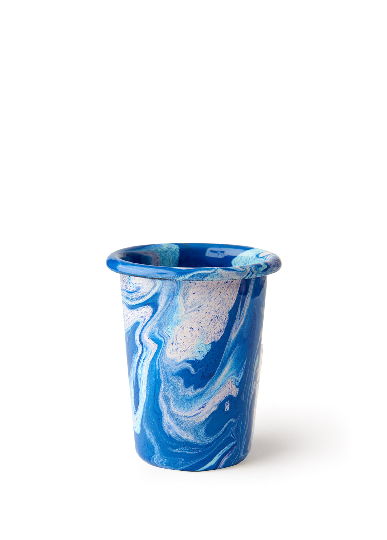New Marble Lacivert Ebru Emaye Bardak