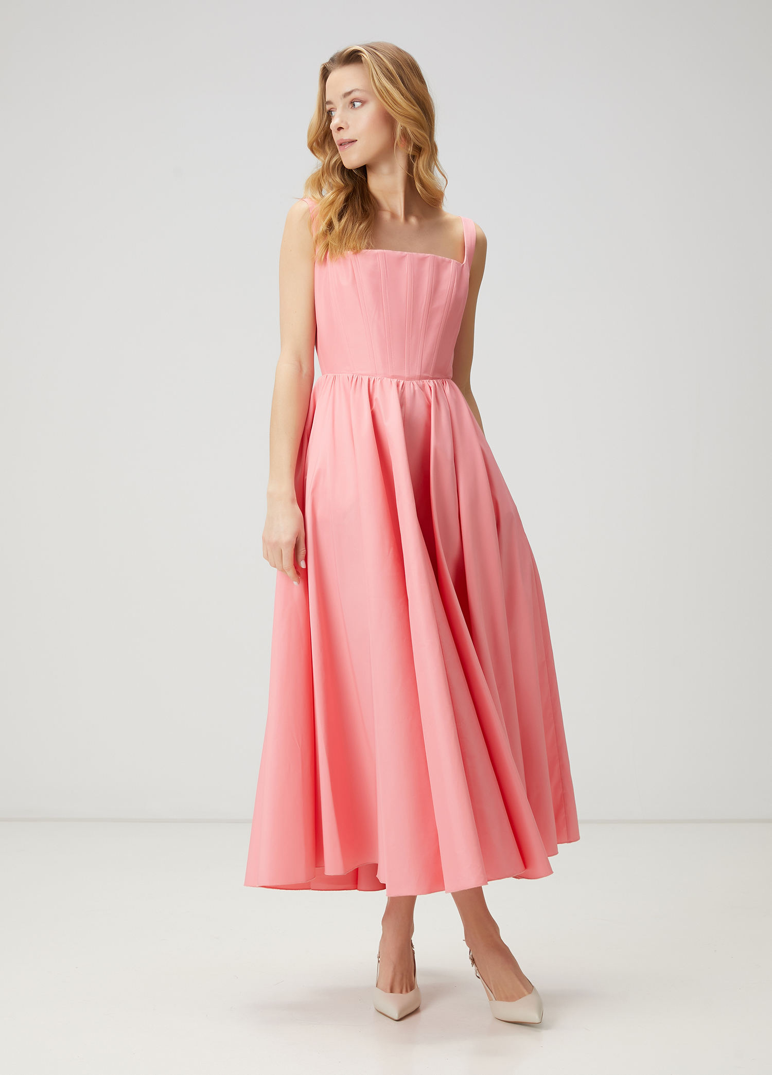 Pembe Maksi Tafta Elbise_2