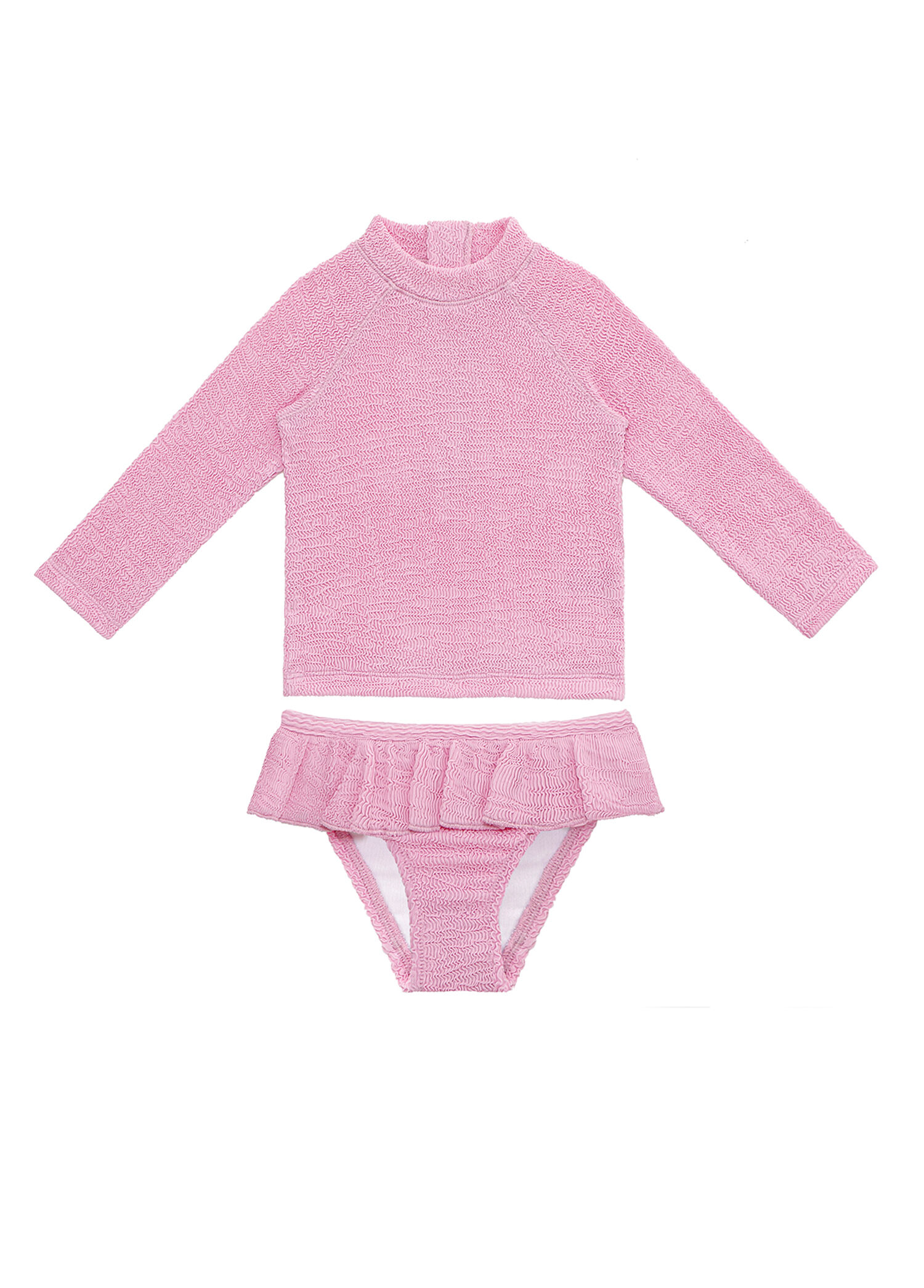 Pink Frosting Dokulu UV Korumalı Uzun Kollu Kız Bebek Mayo Seti